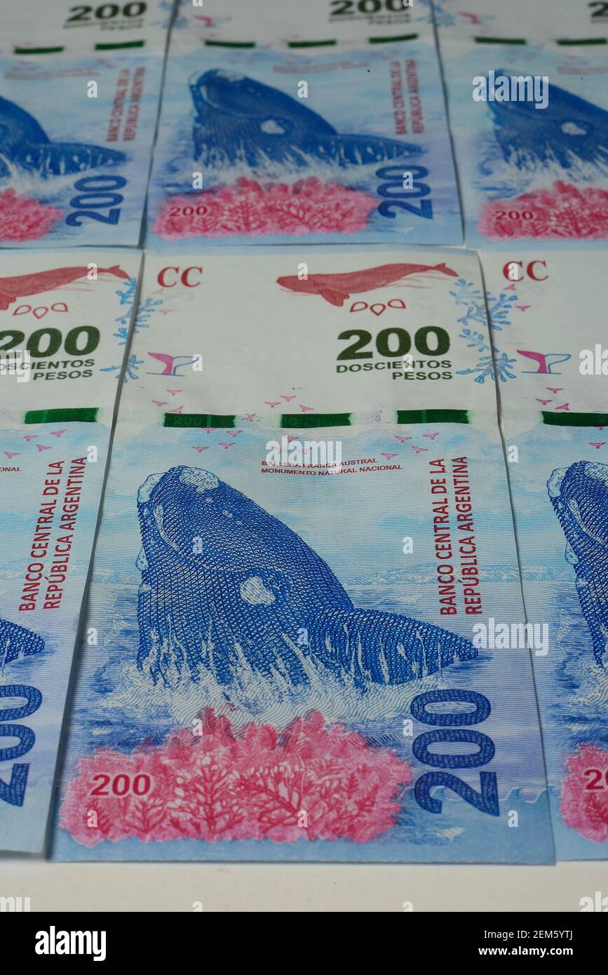 Argentine money cash, Argentina. Stock Photo