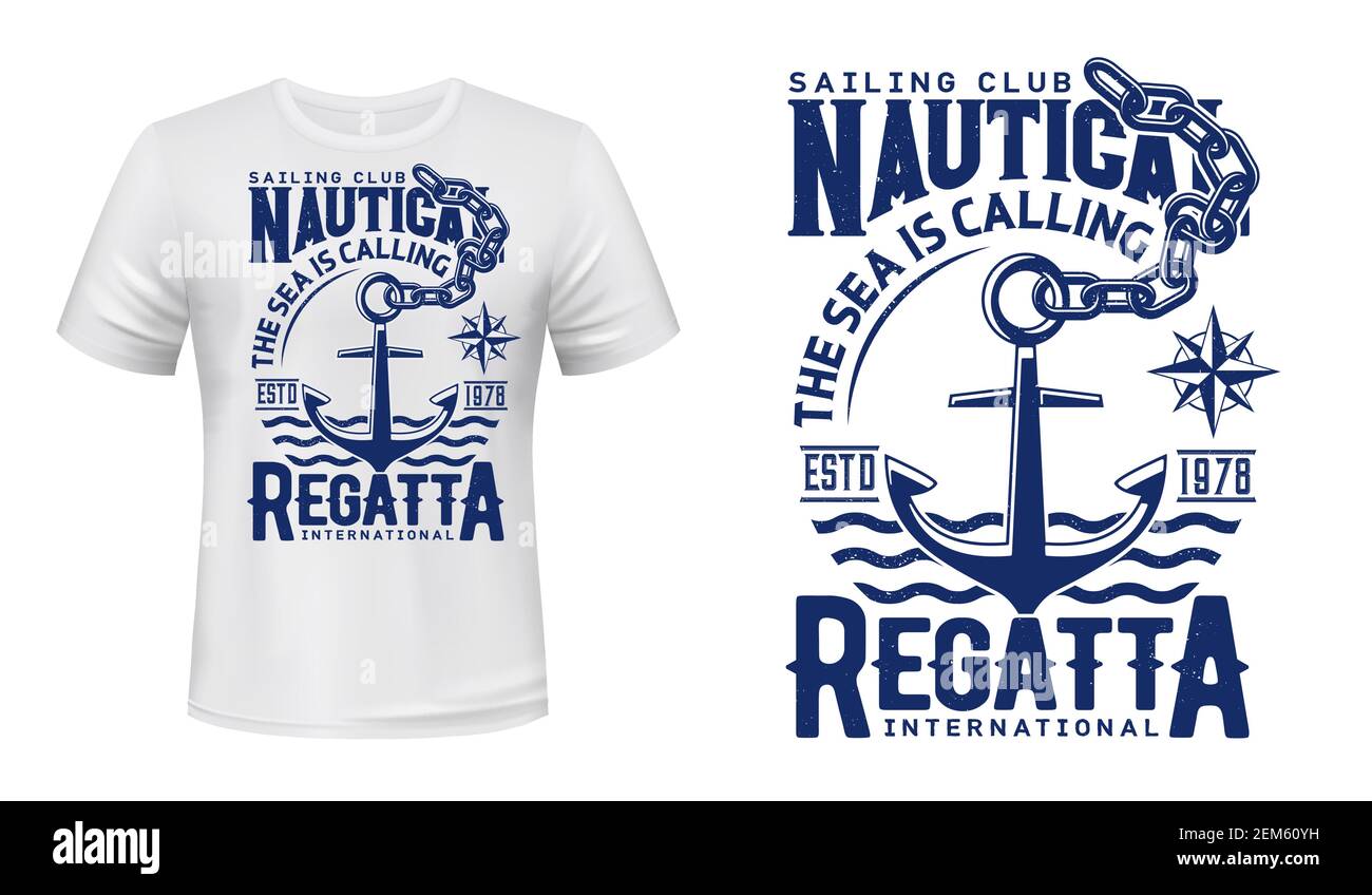 Nautical Yacht Sailing Ocean Anchor Graphic T Shirt Nautical Yacht Sailing Ocean Anchor Graphic T Shirt