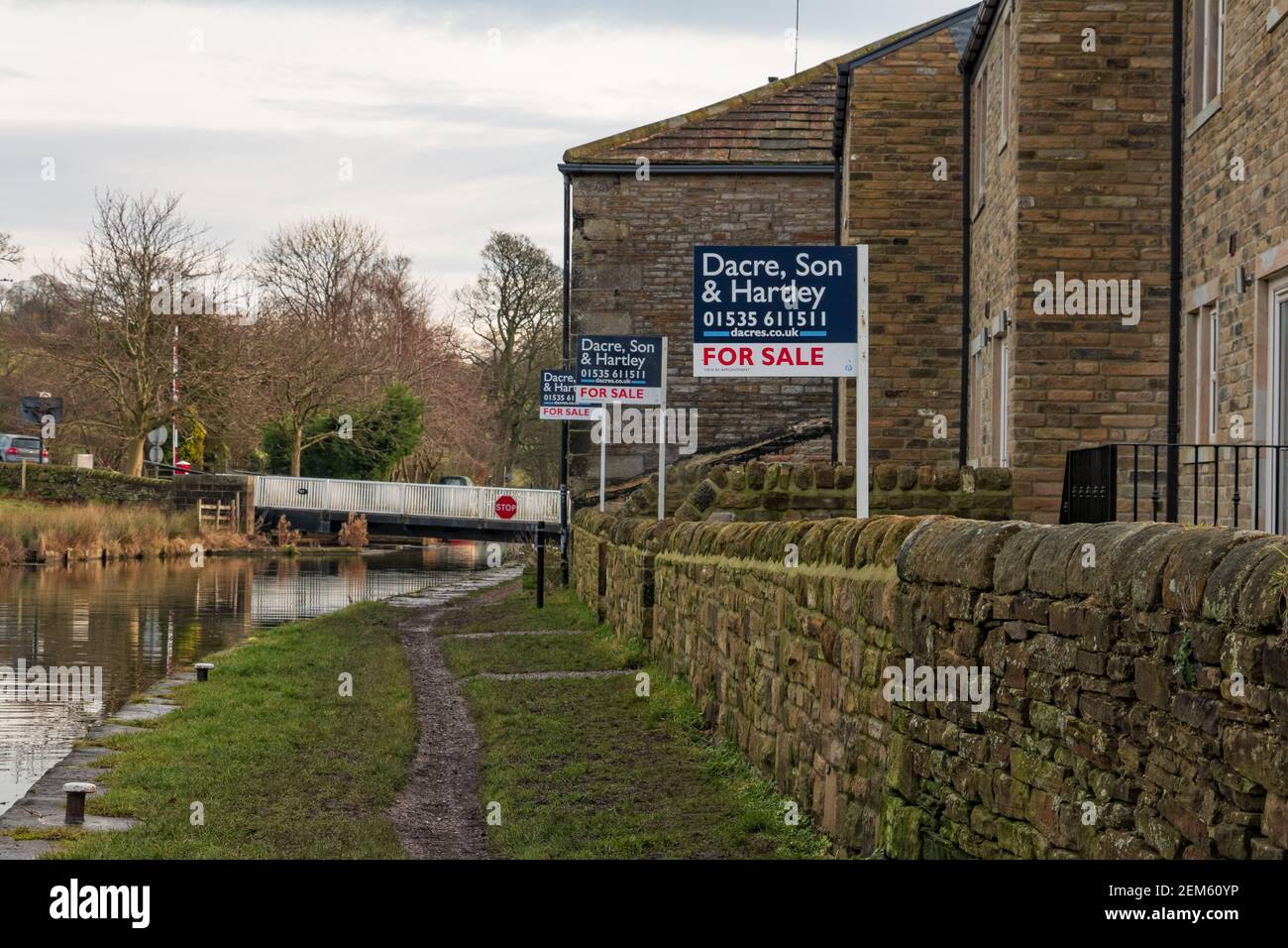 Houses for sale next to the Leeds Liverpool canal near Skipton in North