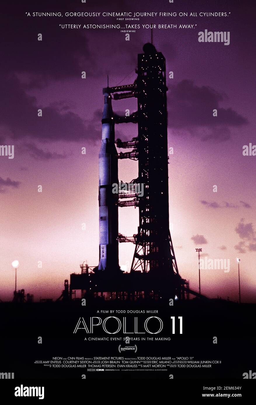 Apollo 11 (2019) directed by Todd Douglas Miller and starring Neil Armstrong, Michael Collins and Buzz Aldrin. A look at the Apollo 11 mission to land on the moon led by commander Neil Armstrong and pilots Buzz Aldrin and Michael Collins. Stock Photo
