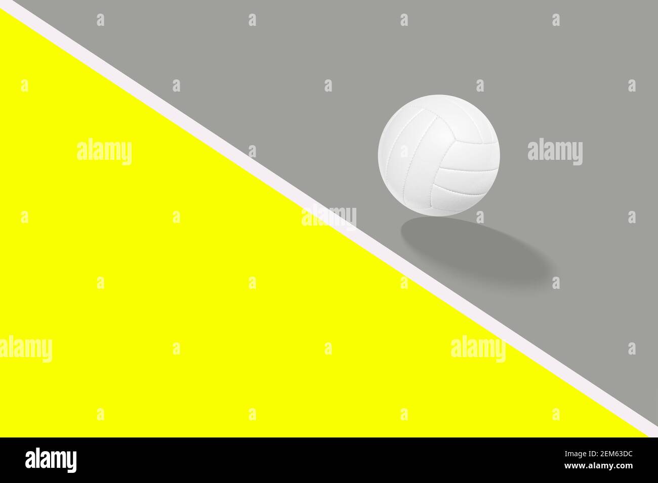 White volleyball ball flying in the air. Sport theme background with