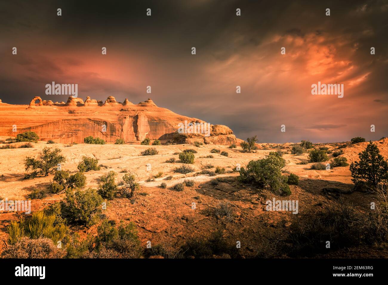 Upper Delicate Arch Viewpoint with dramatic clouds Arches National Park