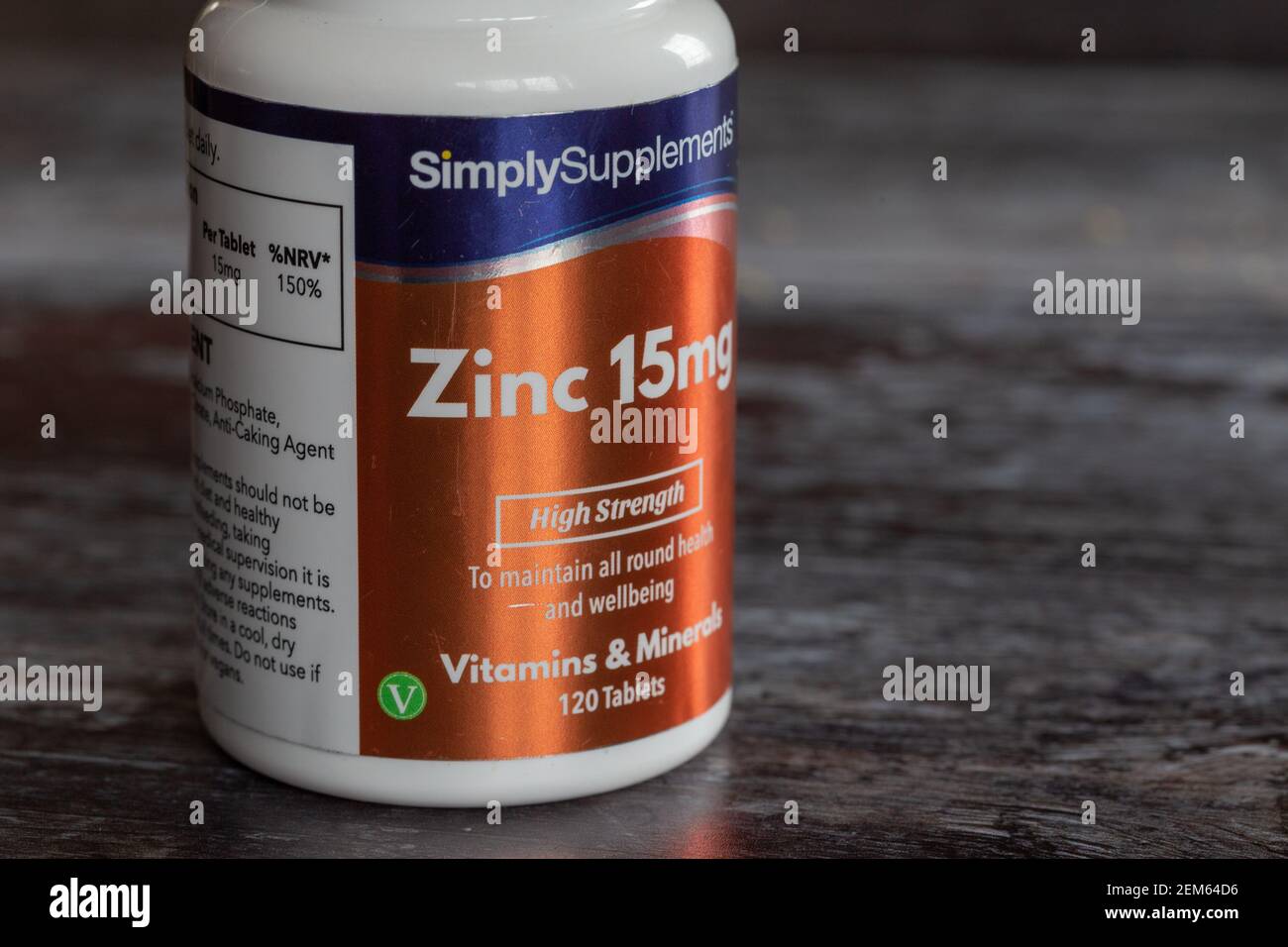 A tub of Zinc supplements. Stock Photo