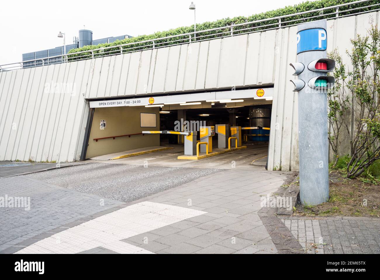 Entrance of an underground multi-storey car park in a city centre Stock Photo