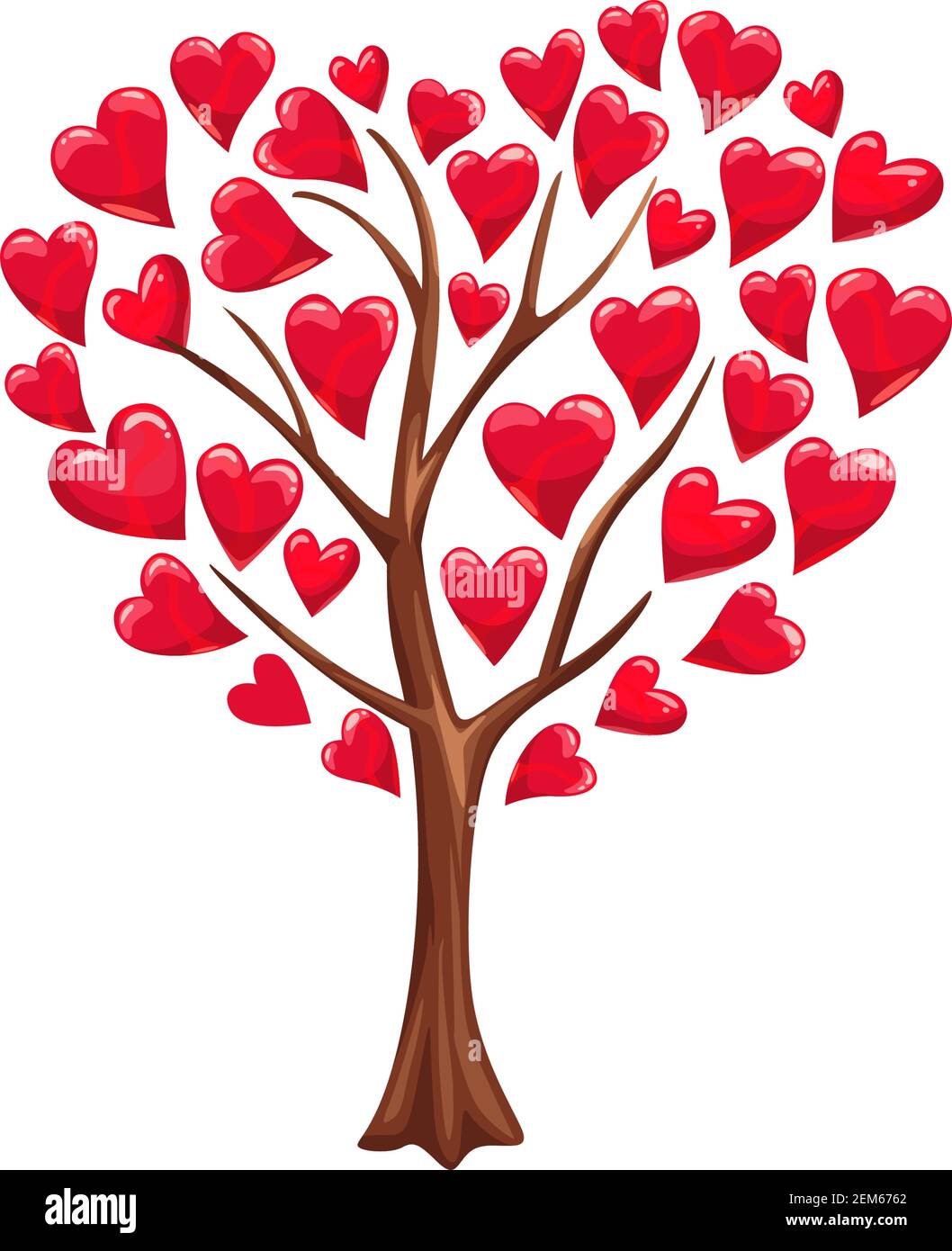 Love tree with heart leaves isolated. Vector Valentines day romantic ...