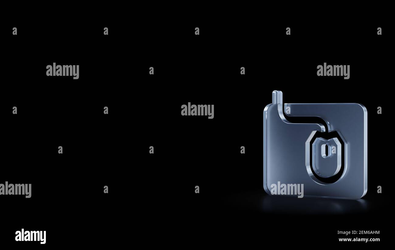 3d rendering of frosted glass symbol of mousepad with mouse and wire