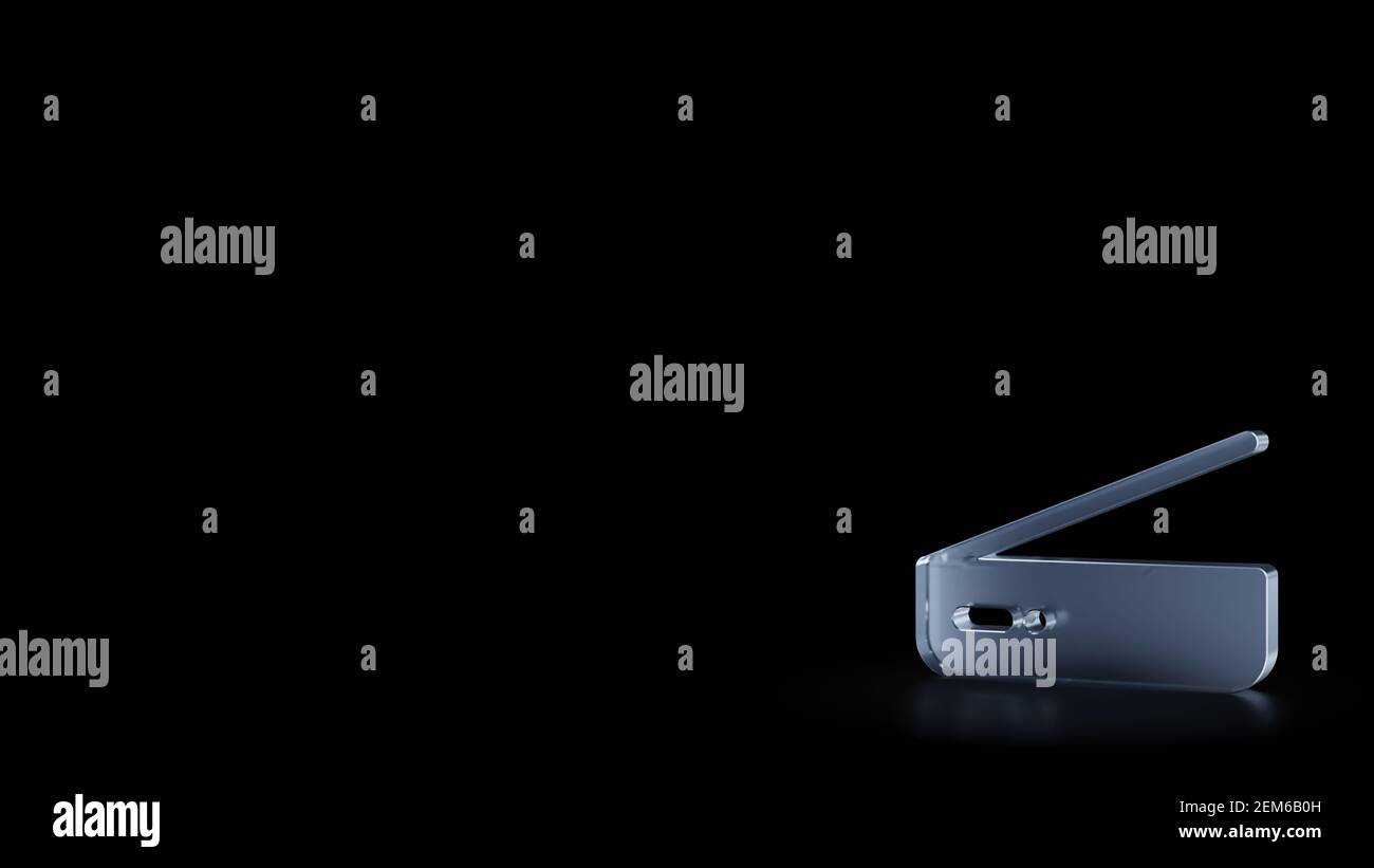 3d rendering of frosted glass symbol of open printer scanner isolated
