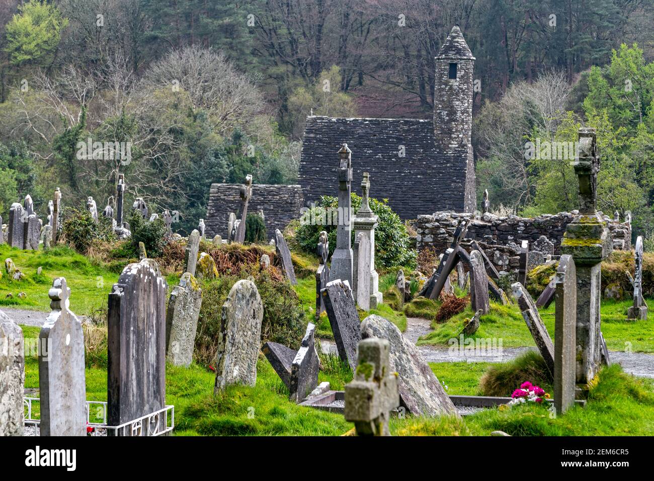 Glendalough, Ireland. 7th May, 2016. Glendalough Monastic Site include ...