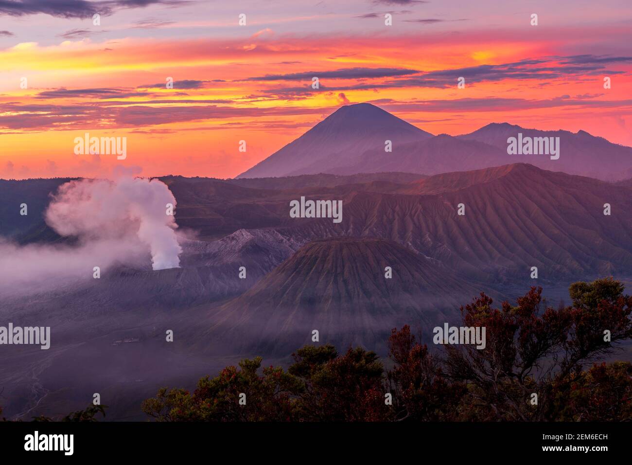 Sunrise at Bromo Tengger Semeru National Park, East Java, Indonesia Stock Photo