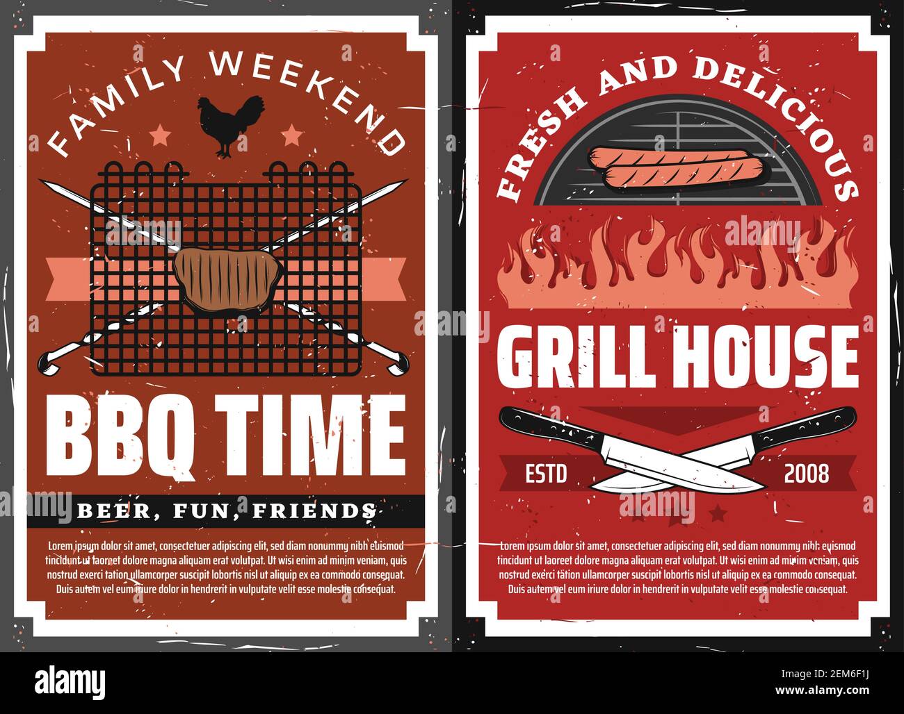 Bbq party and grill house restaurant vector design with barbecue