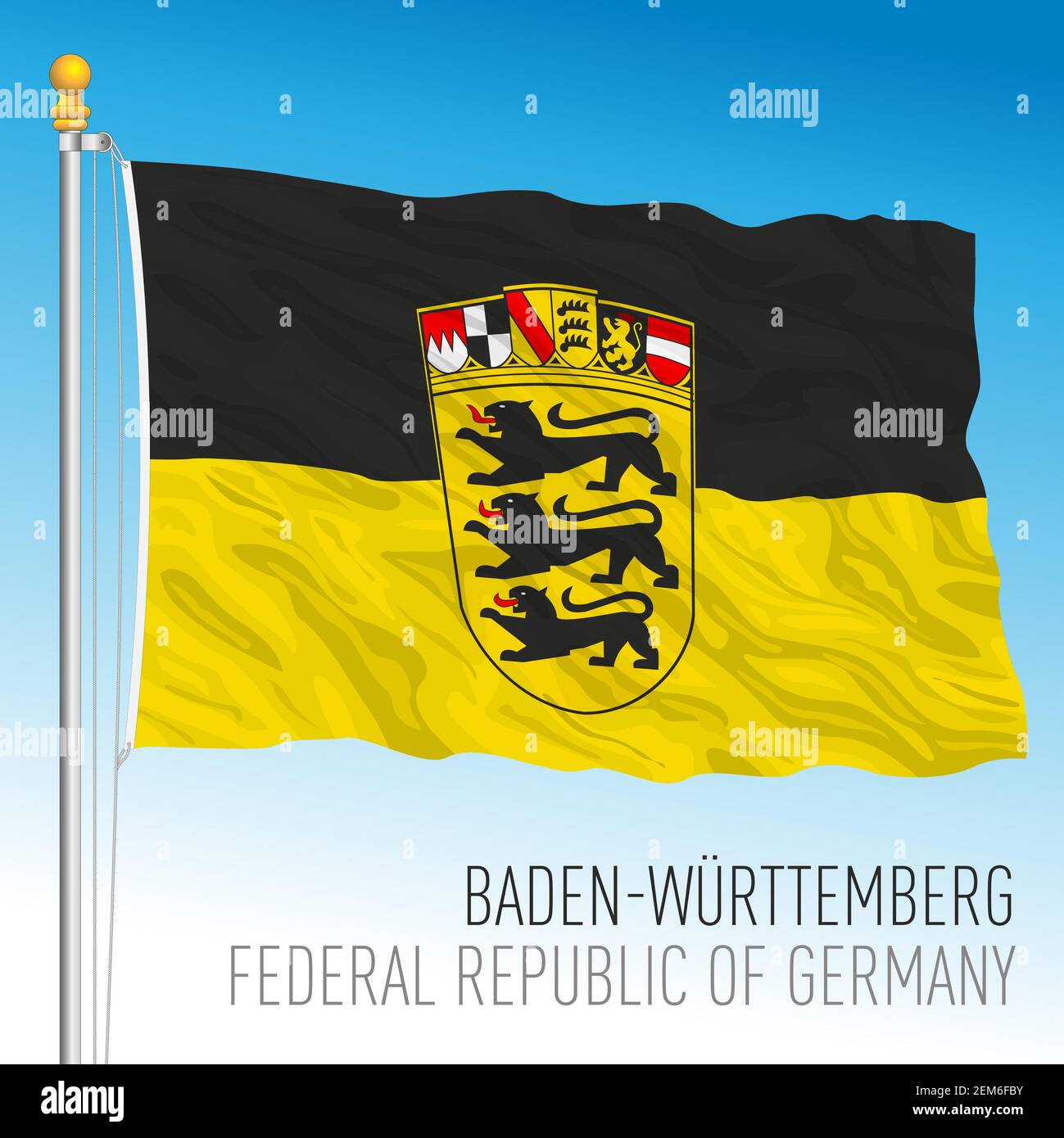 Baden Wurttenberg lander flag, federal state of Germany, europe, vector illustration Stock Vector