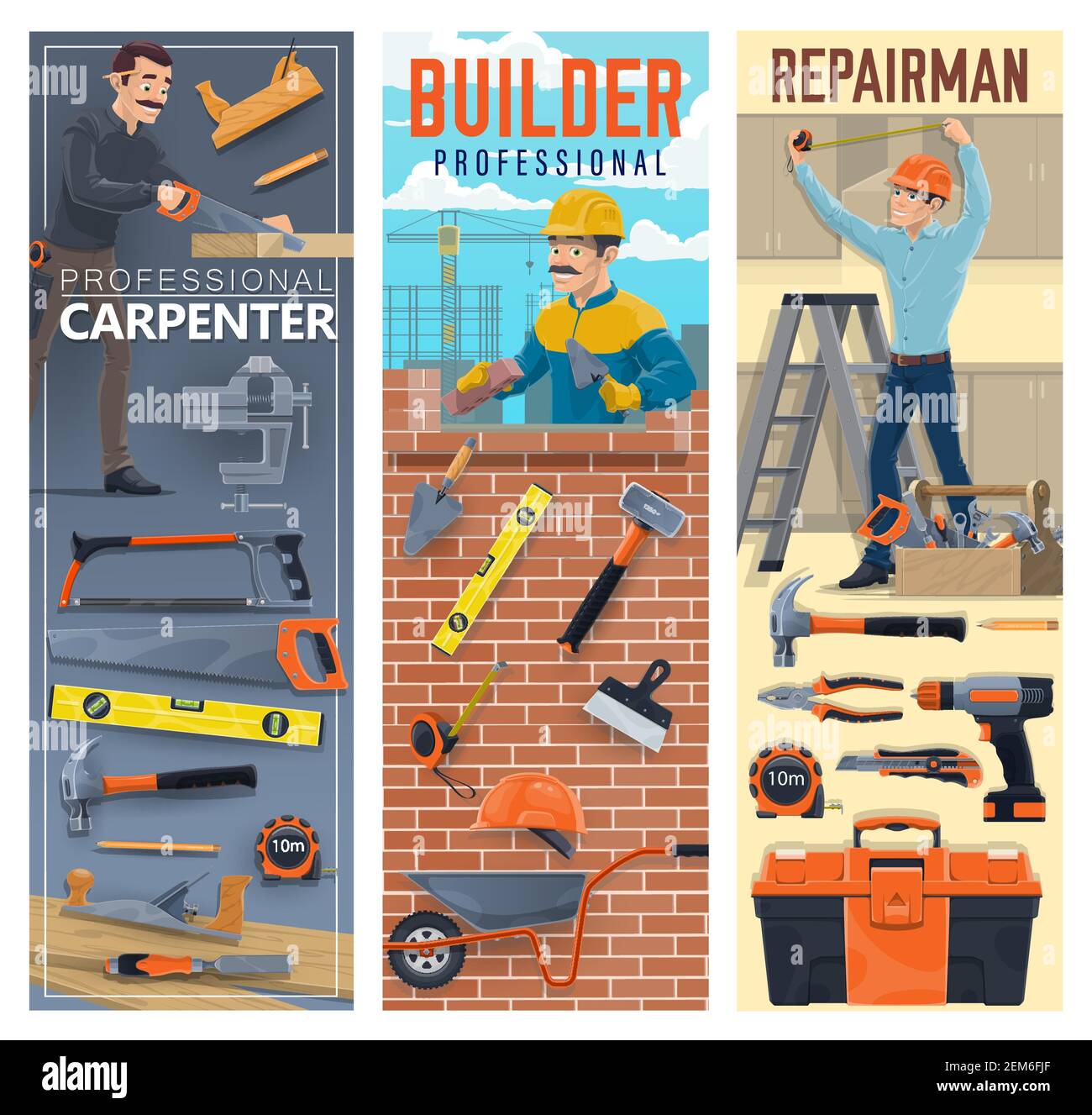 Builder, carpenter, bricklayer and handyman, construction industry