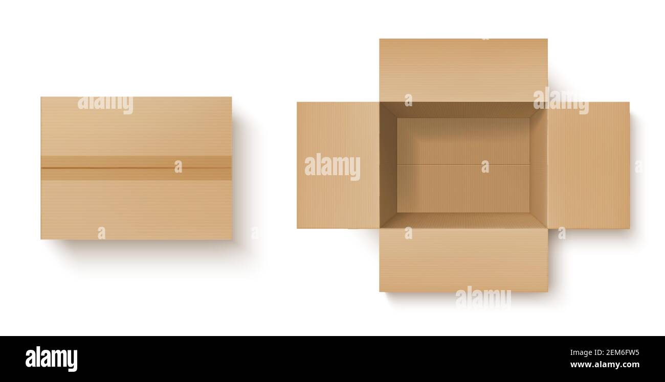 Brown cardboard box realistic mockup of delivery packages vector design ...