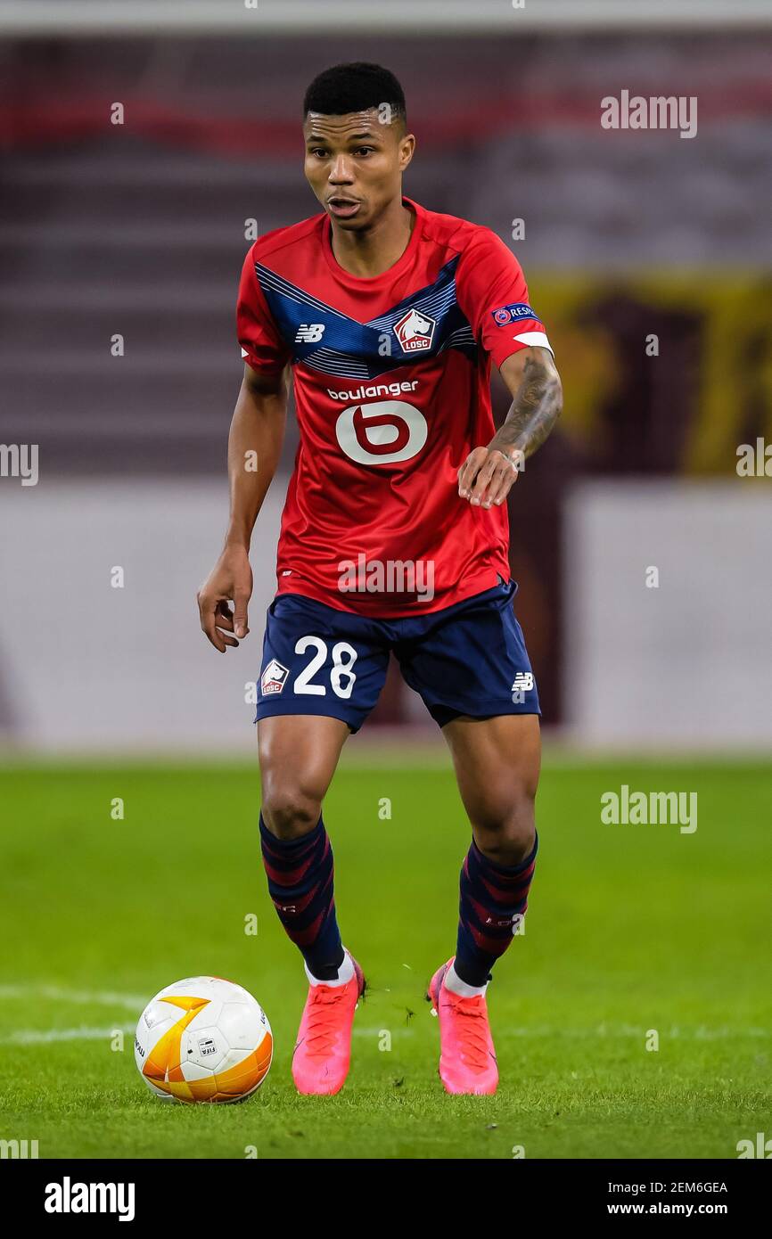 Lille France February 18 Reinildo Mandava Of Losc Lille During The Uefa Europa League Match Between Lille Osc And Ajax At Stade Pierre Mauroy On F Stock Photo Alamy