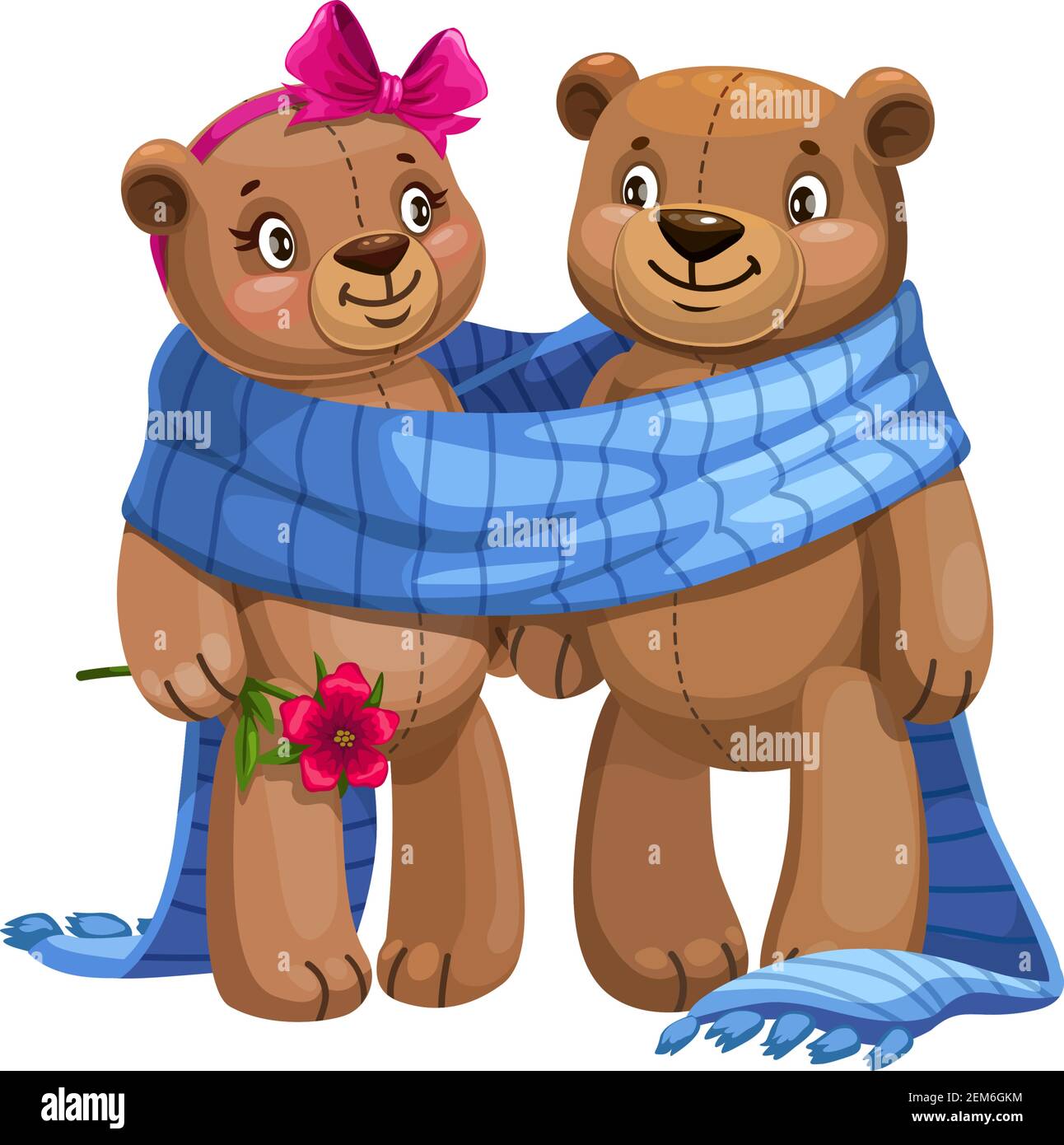 Couple of bears in warm blanket isolated animals. Vector male and ...