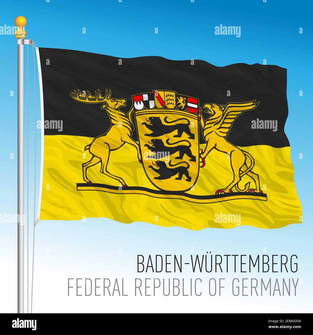Baden Wurttenberg lander flag, federal state of Germany, europe, vector illustration Stock Vector