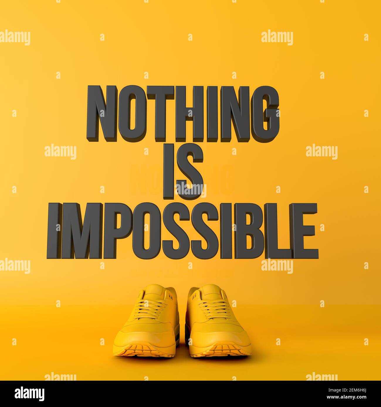 Nothing is impossible motivational workout fitness phrase, 3d Rendering Stock Photo