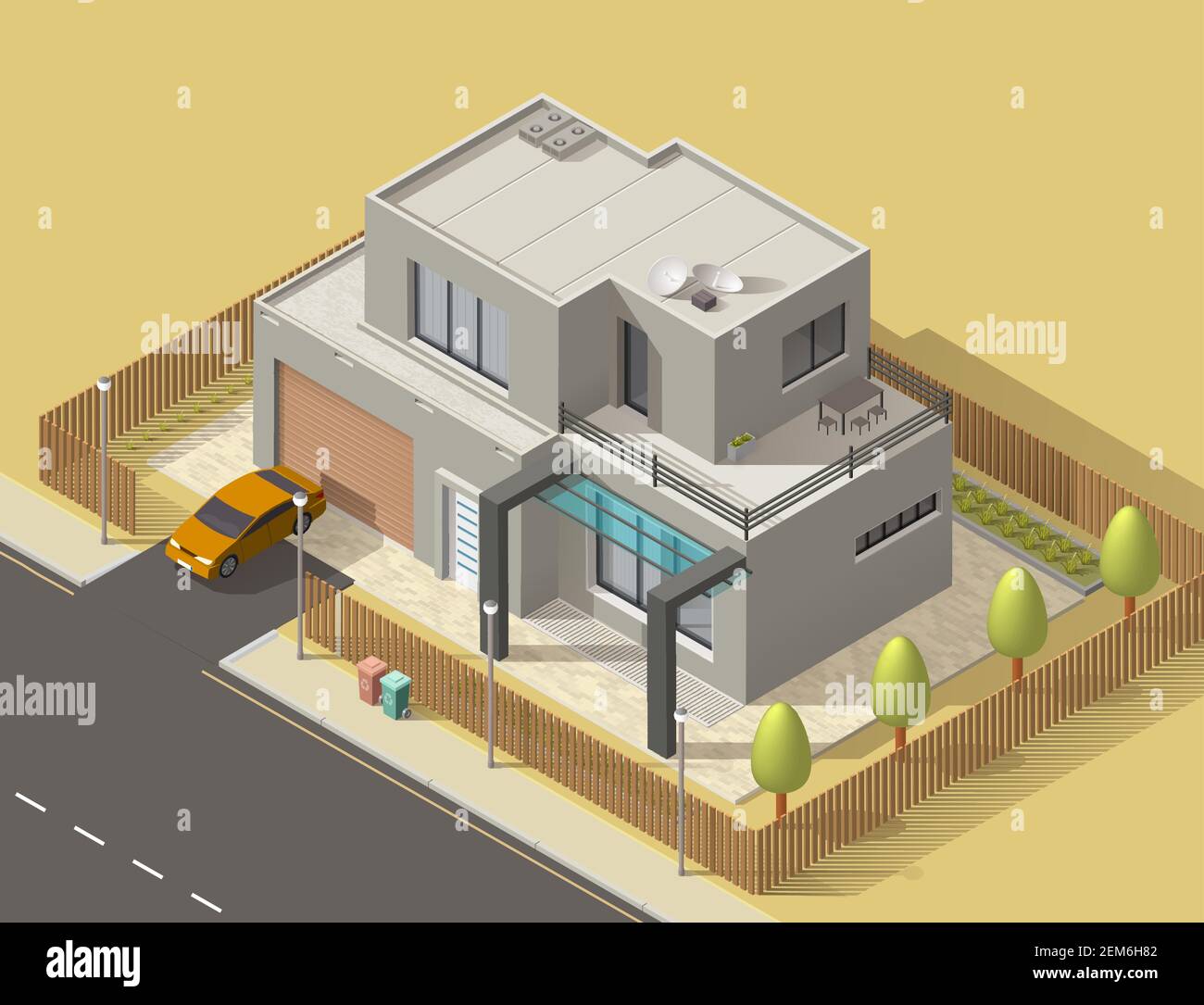 House 3d isometric design with building of town or village home ...