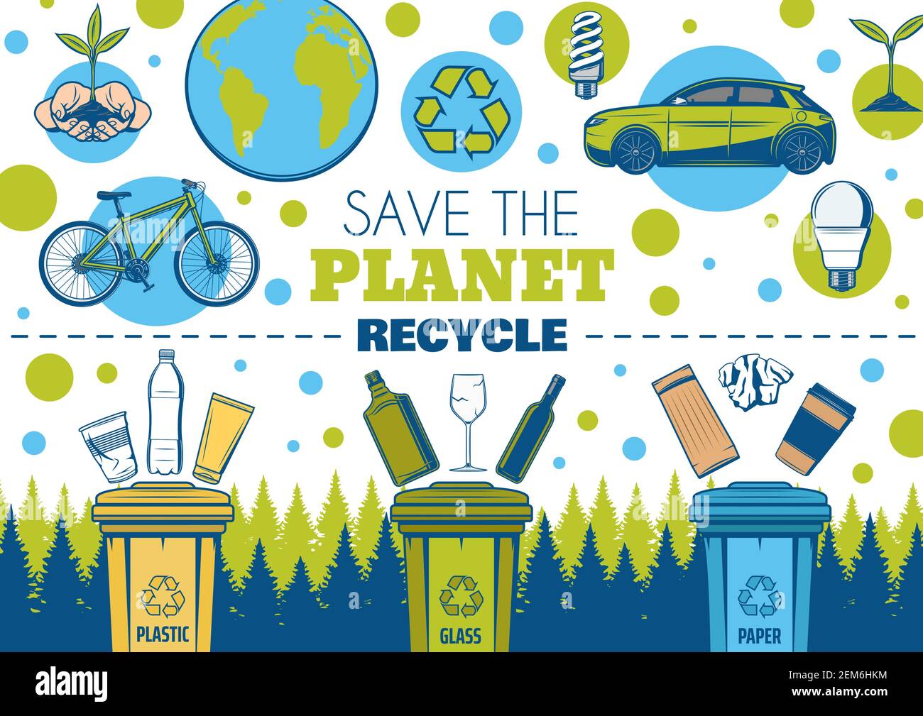 Save Earth and recycle vector design of ecology and environment ...
