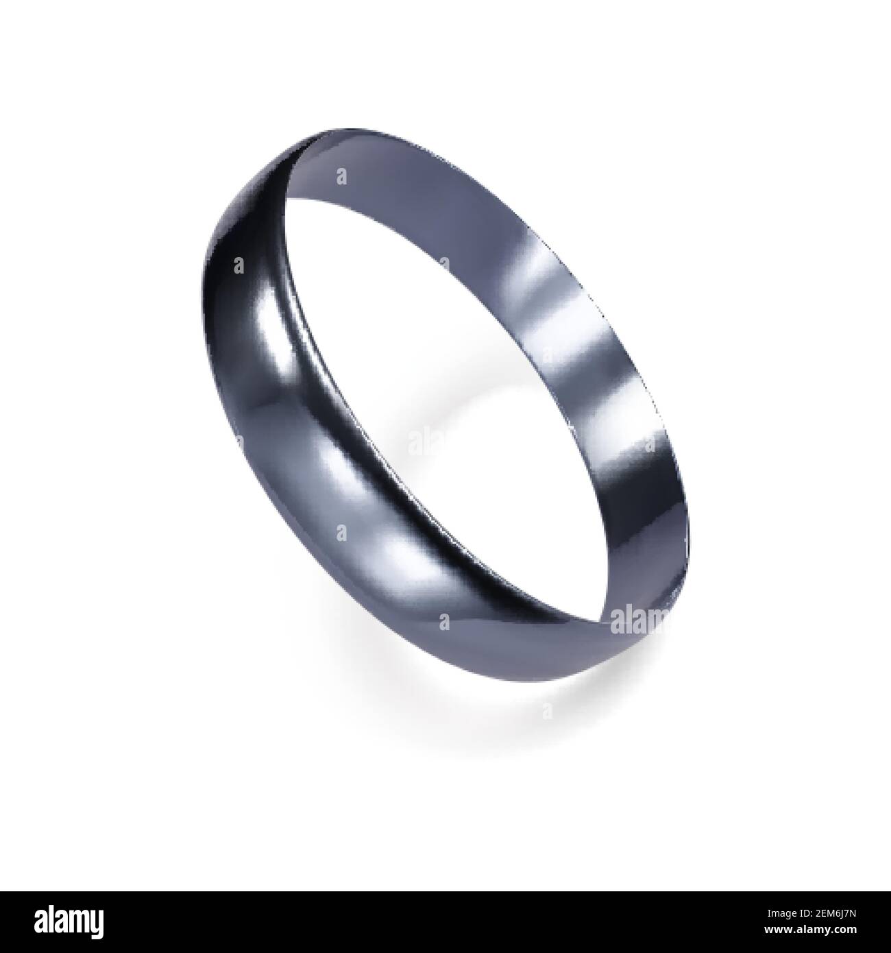 Realistic ring from white gold or silver. 3D render of platinum ring. Vector illustration Stock Vector