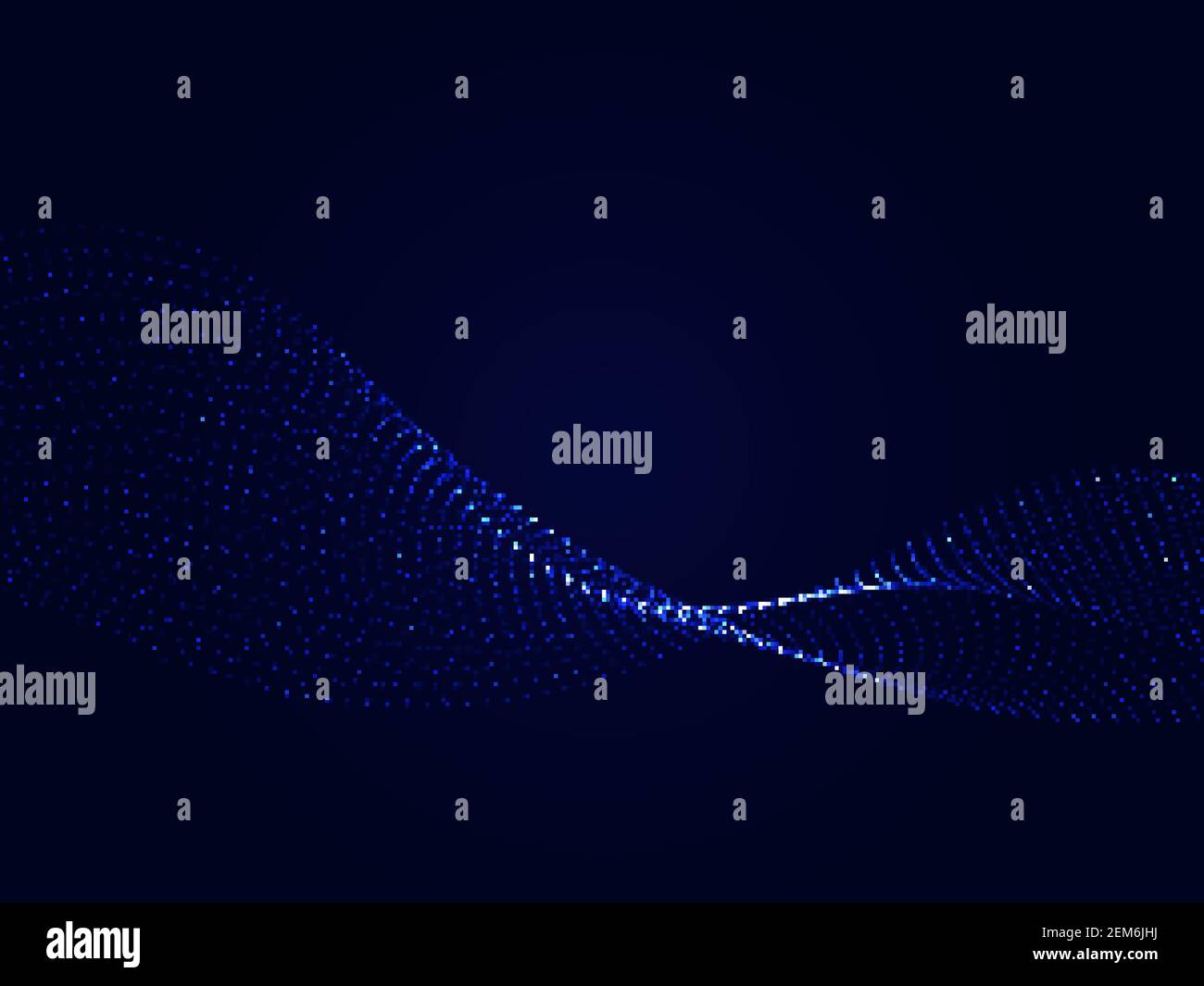 Vector design element. Flowing particle waves. Abstract background Wave of blue particles Digital data structure composed of dotted elements Stock Vector