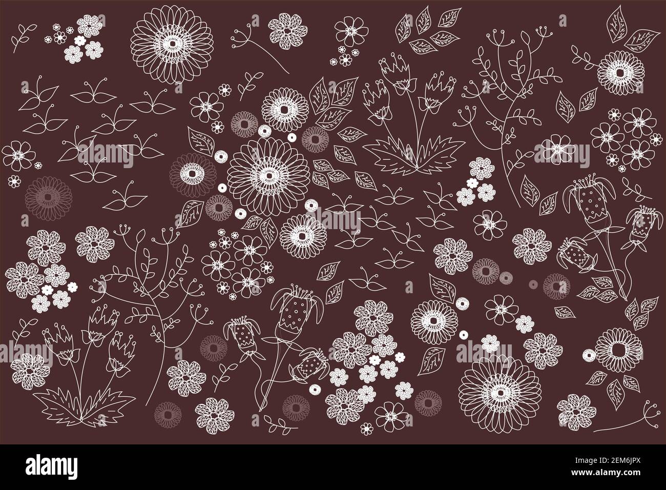 a spring pattern with different flowers and leaves background Stock Vector