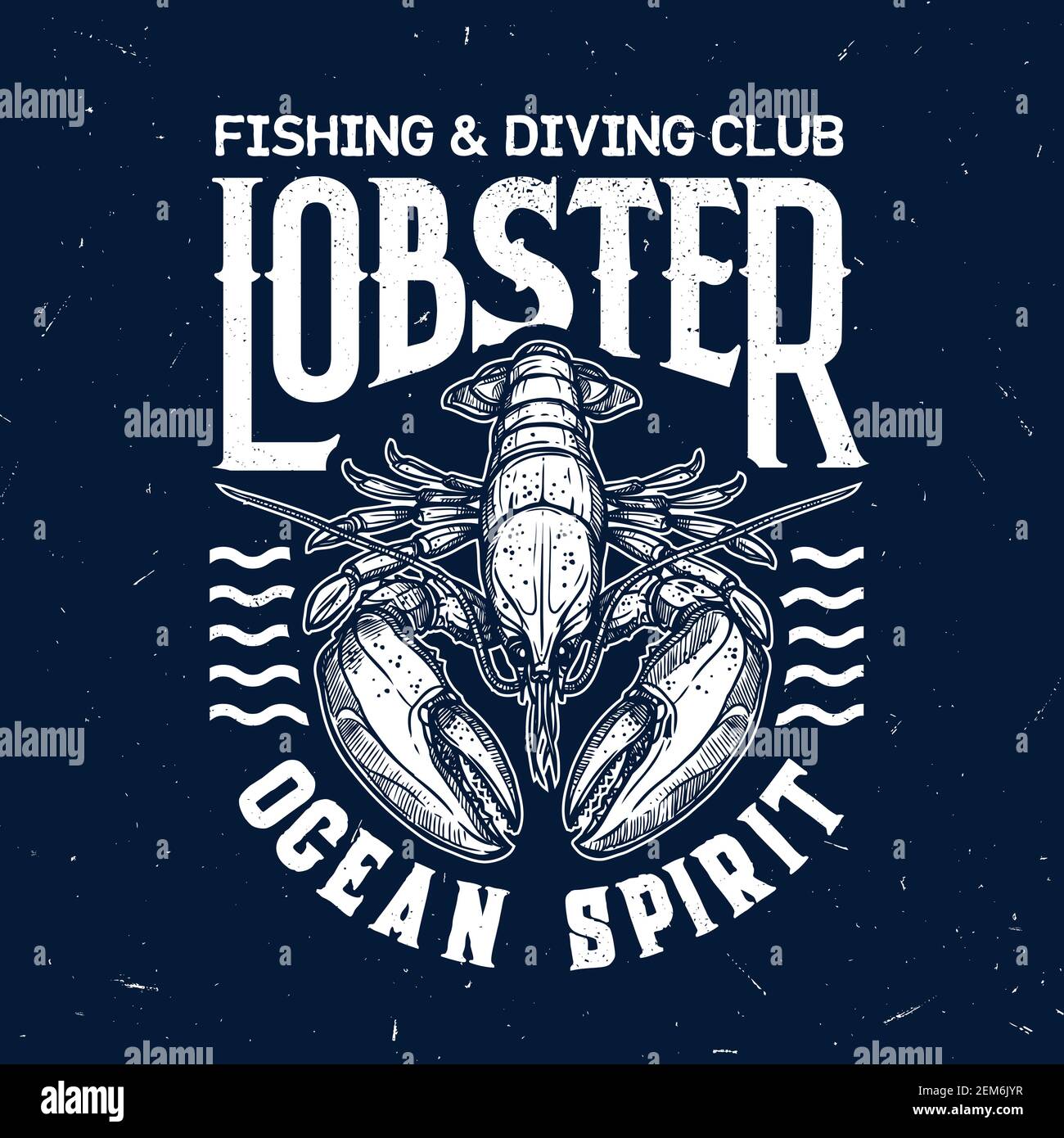 Lobster vector t-shirt print of fishing and diving sport club. Ocean ...