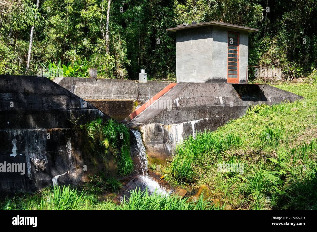 An hydrological station used for measure and study the amount of water produced by the forest of Serra do Mar estate park, Cunha nucleus. Stock Photo