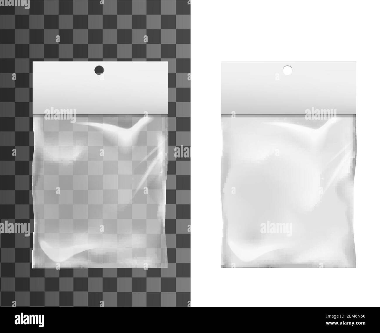 Equipment handicap Philosophical Plastic bag mockup of package vector design. Realistic transparent pocket  bag, clear polythene pouch or pack with white hang slot, retail product  pack Stock Vector Image & Art - Alamy