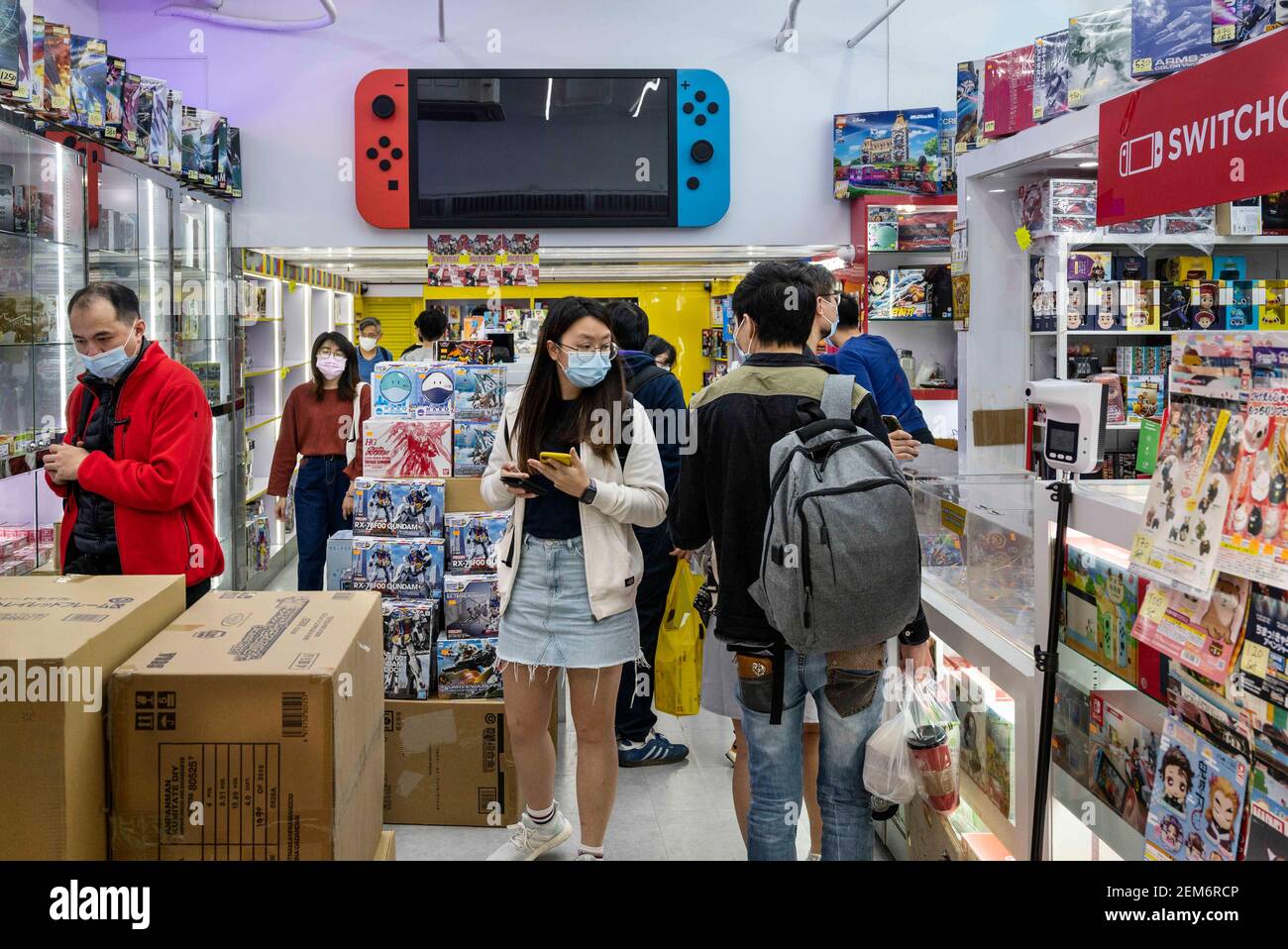Hong Kong, China. 22nd Jan, 2021. People are seen at a store selling  Japanese multinational video