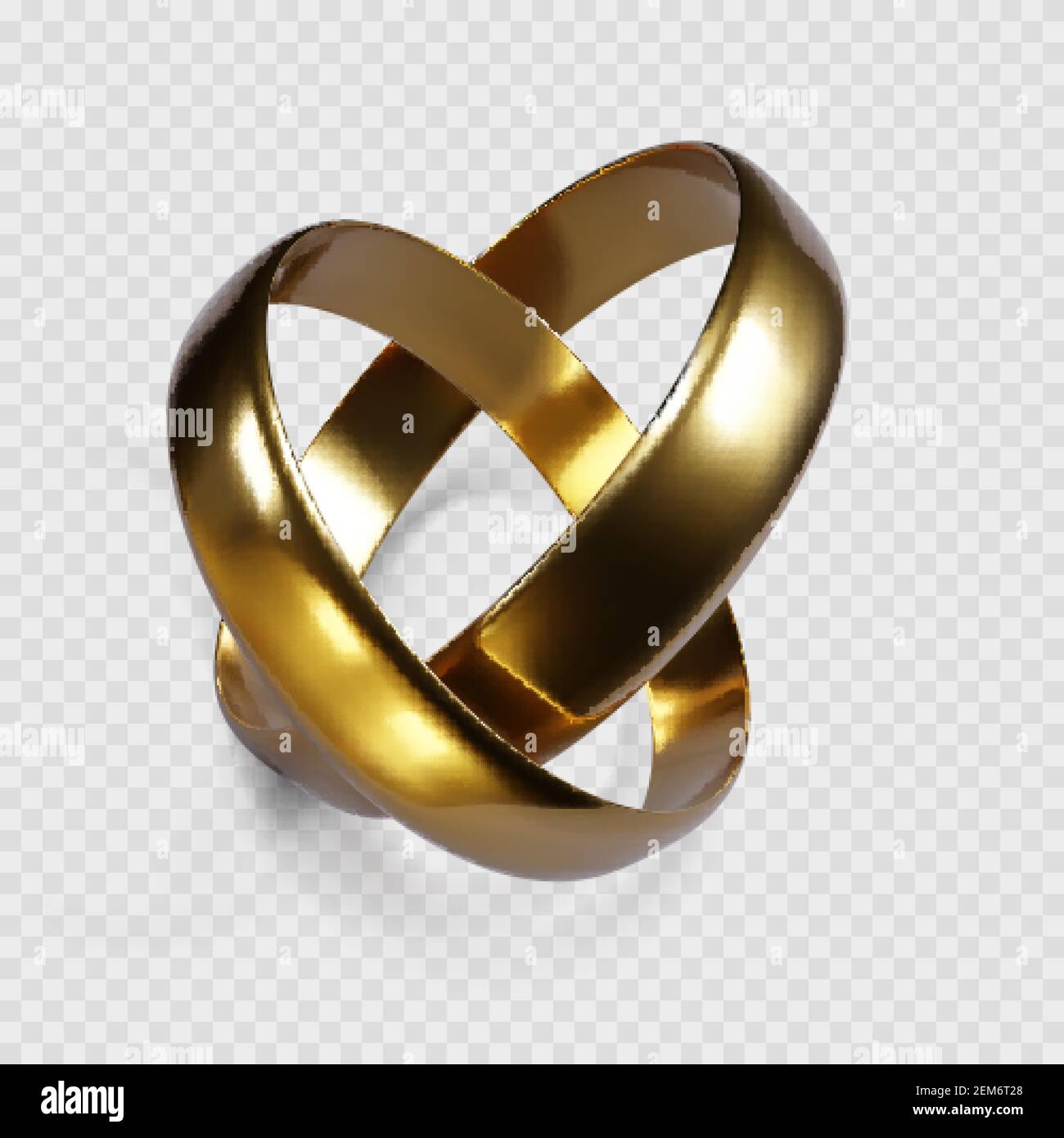 Couple of golden rings. Ring symbol of wedding. Vector isolated Stock Vector