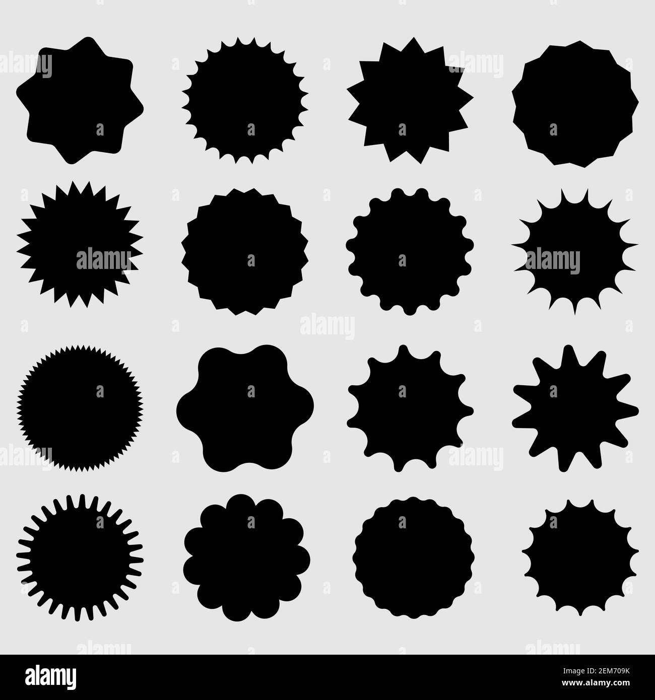 Black shopping labels collection. Sale or discount sticker. Special offer price tag. Supermarket promotional badge. Vector sunburst icon. EPS 10 Stock Vector