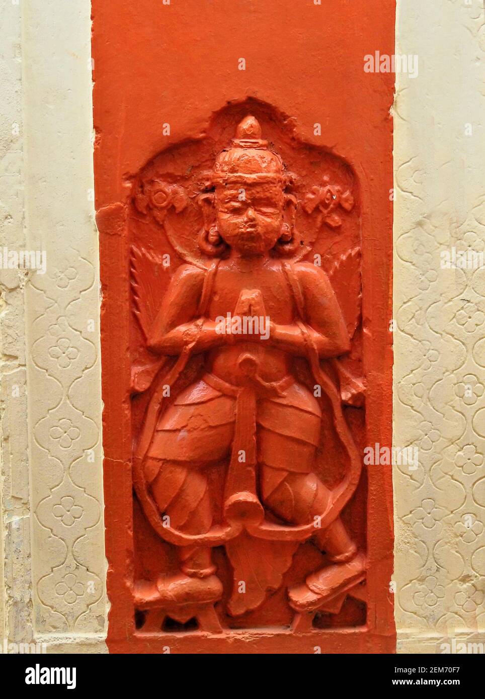 Close-up view of Indian Hindu God Hanuman Statue in a temple Stock Photo
