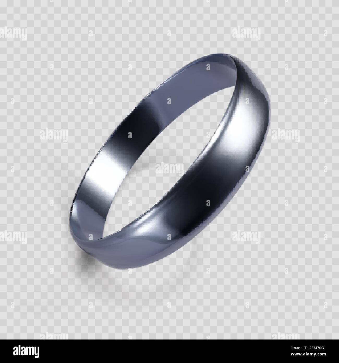 Realistic ring from white gold or silver. 3D render of platinum ring. Vector illustration isolated on transparent background Stock Vector