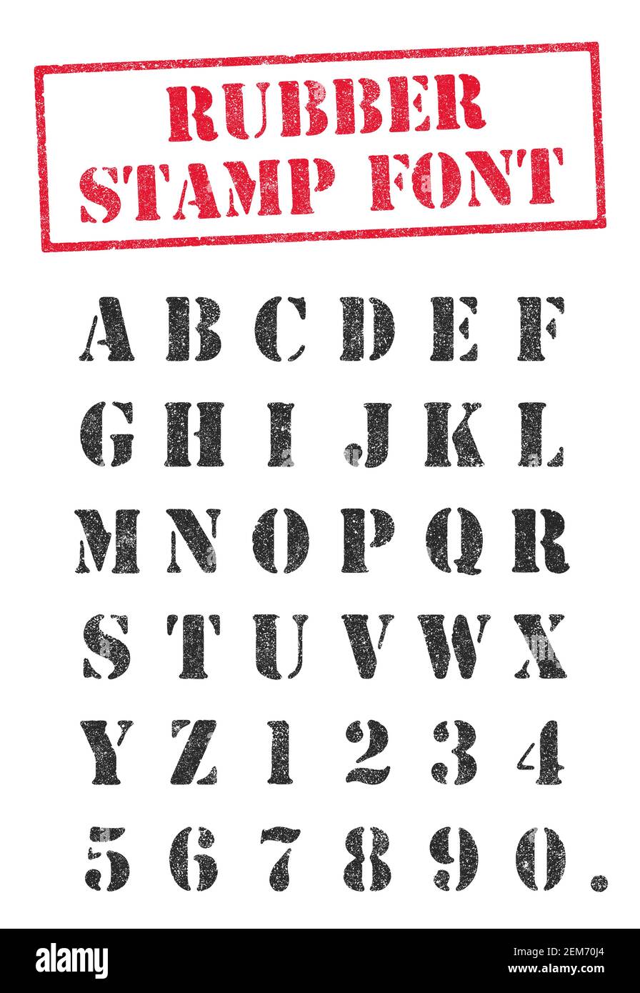 Vector illustration of an stencil rubber stamp font Stock Vector