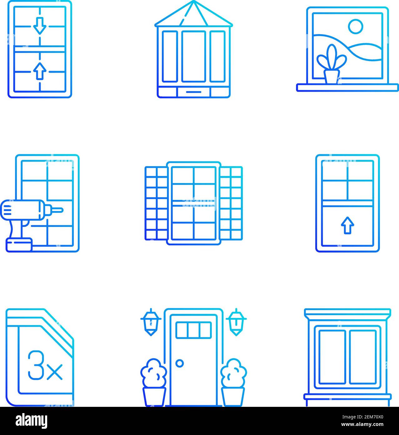 Installation services RGB color icons set Stock Vector