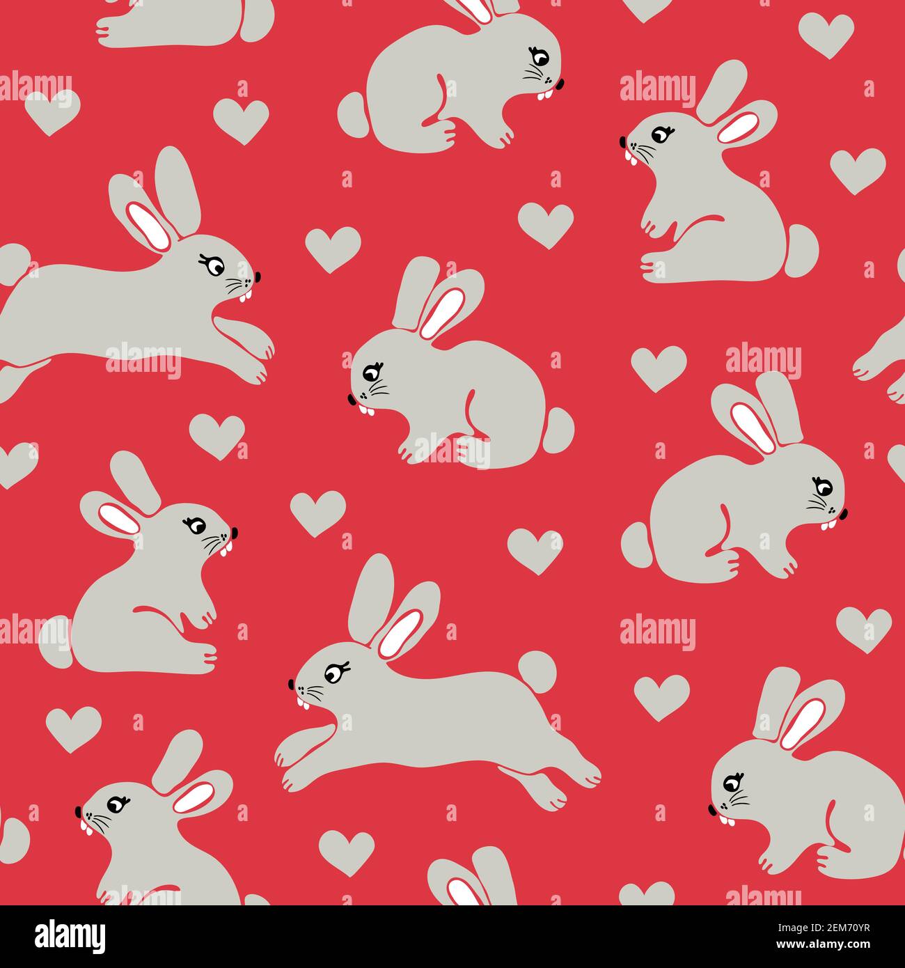 Seamless vector pattern with cute bunnies on pink background. Simple animal  wallpaper design with rabbits and love harts Stock Vector Image & Art -  Alamy