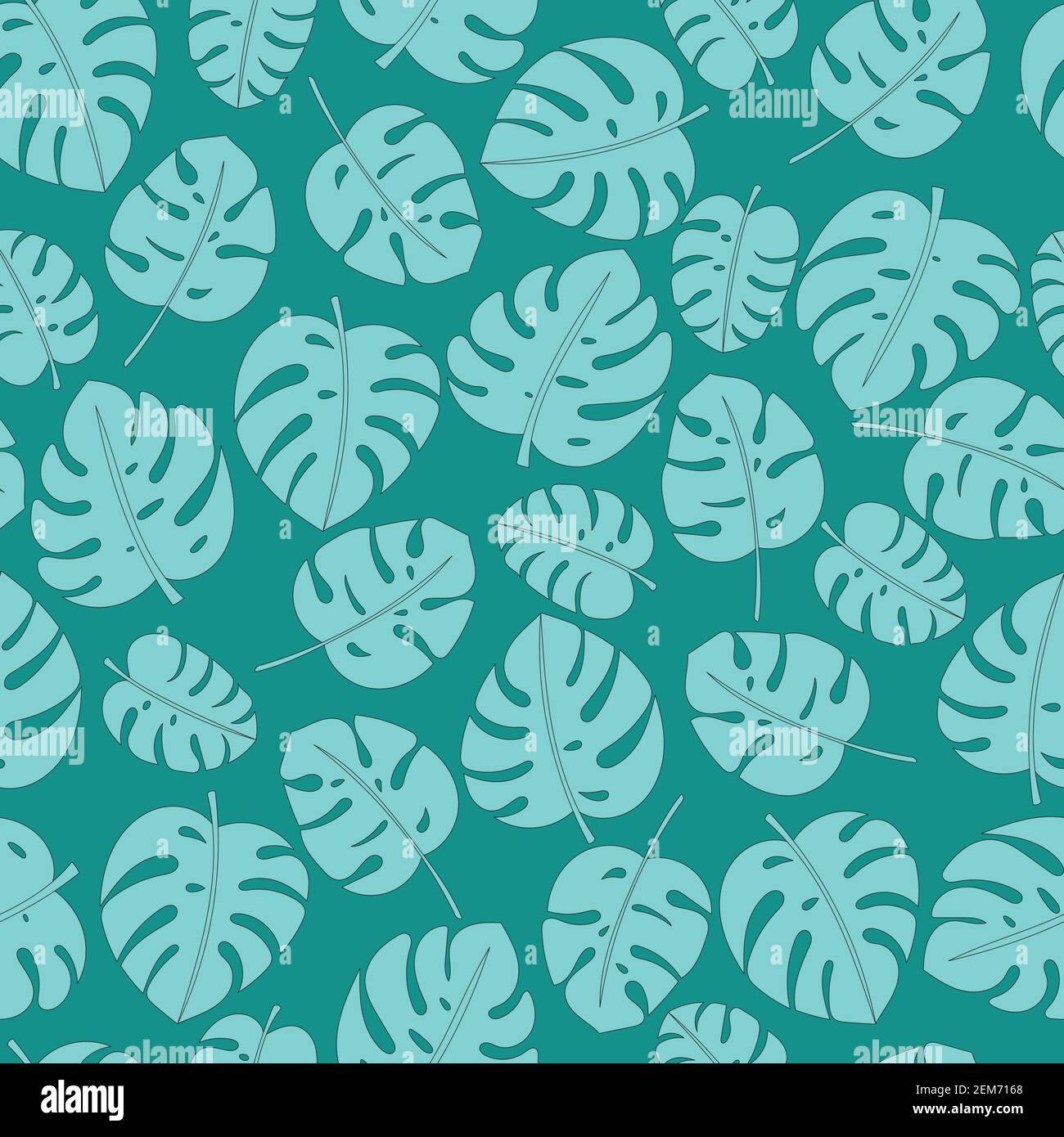 Monstera tropical leaf in a vector seamless pattern. Stock Vector