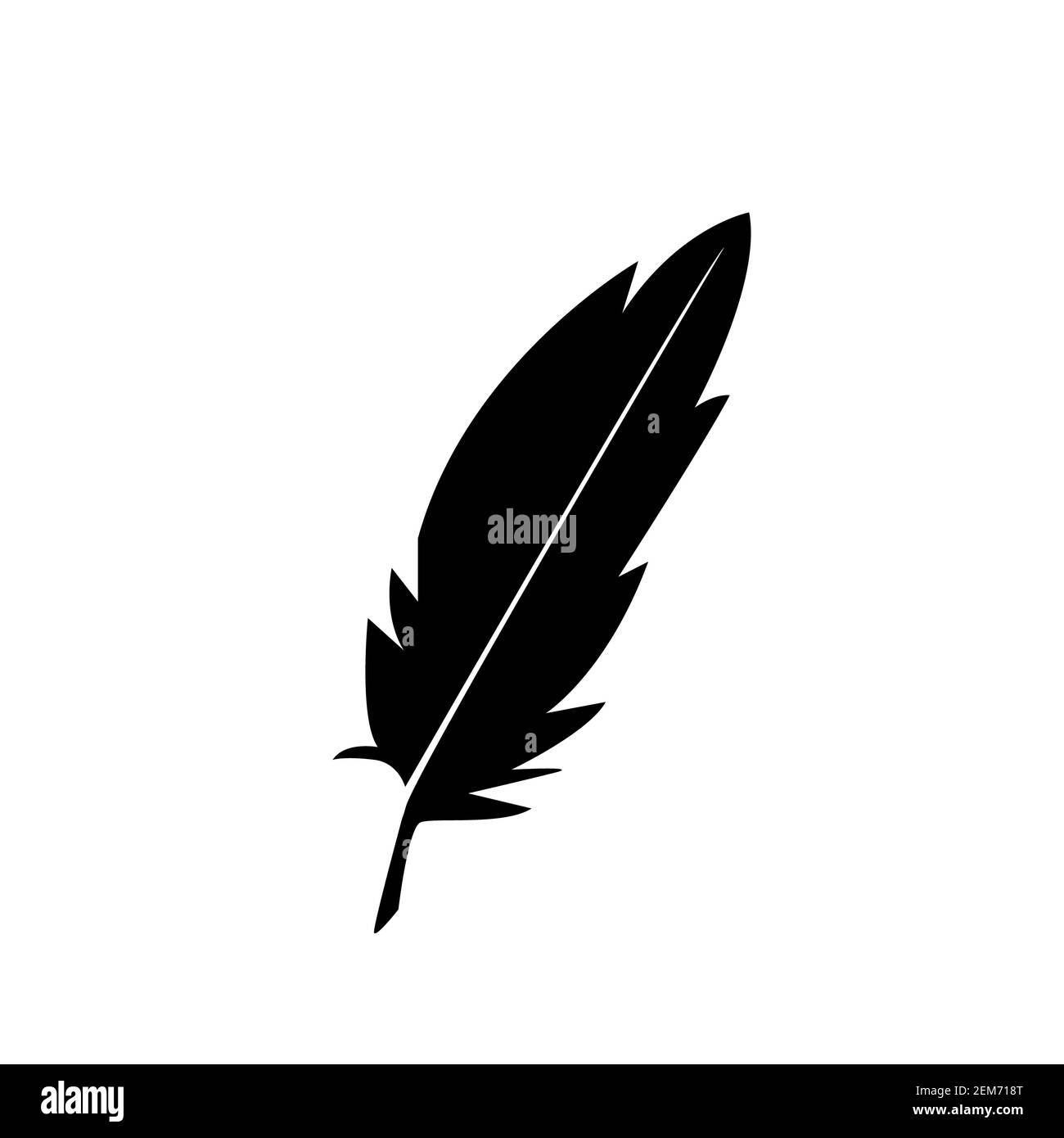 Quill pen round logo. Black feather symbol Stock Vector Image
