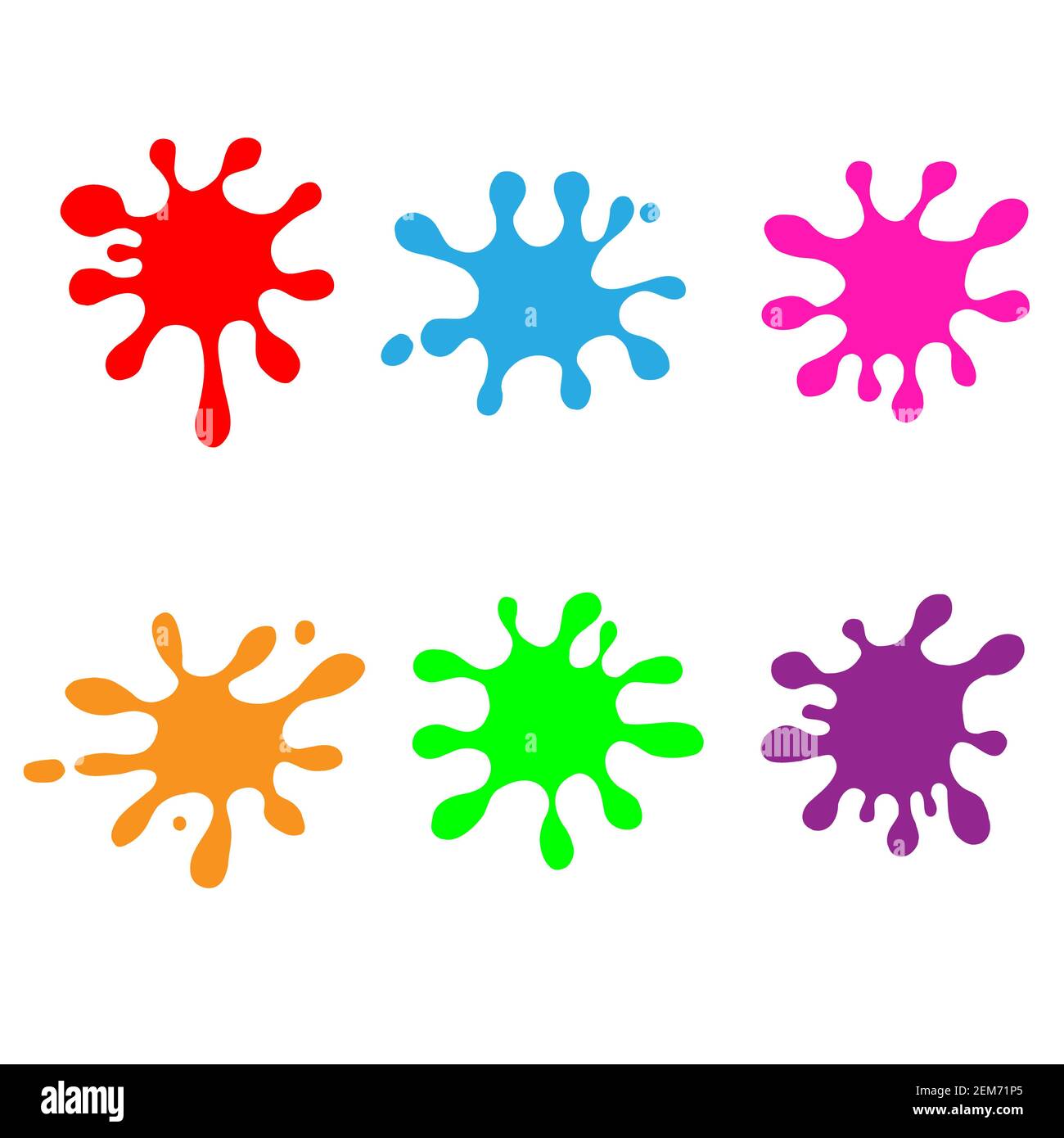 colorful paint splatters on white background. flat style. paint ...