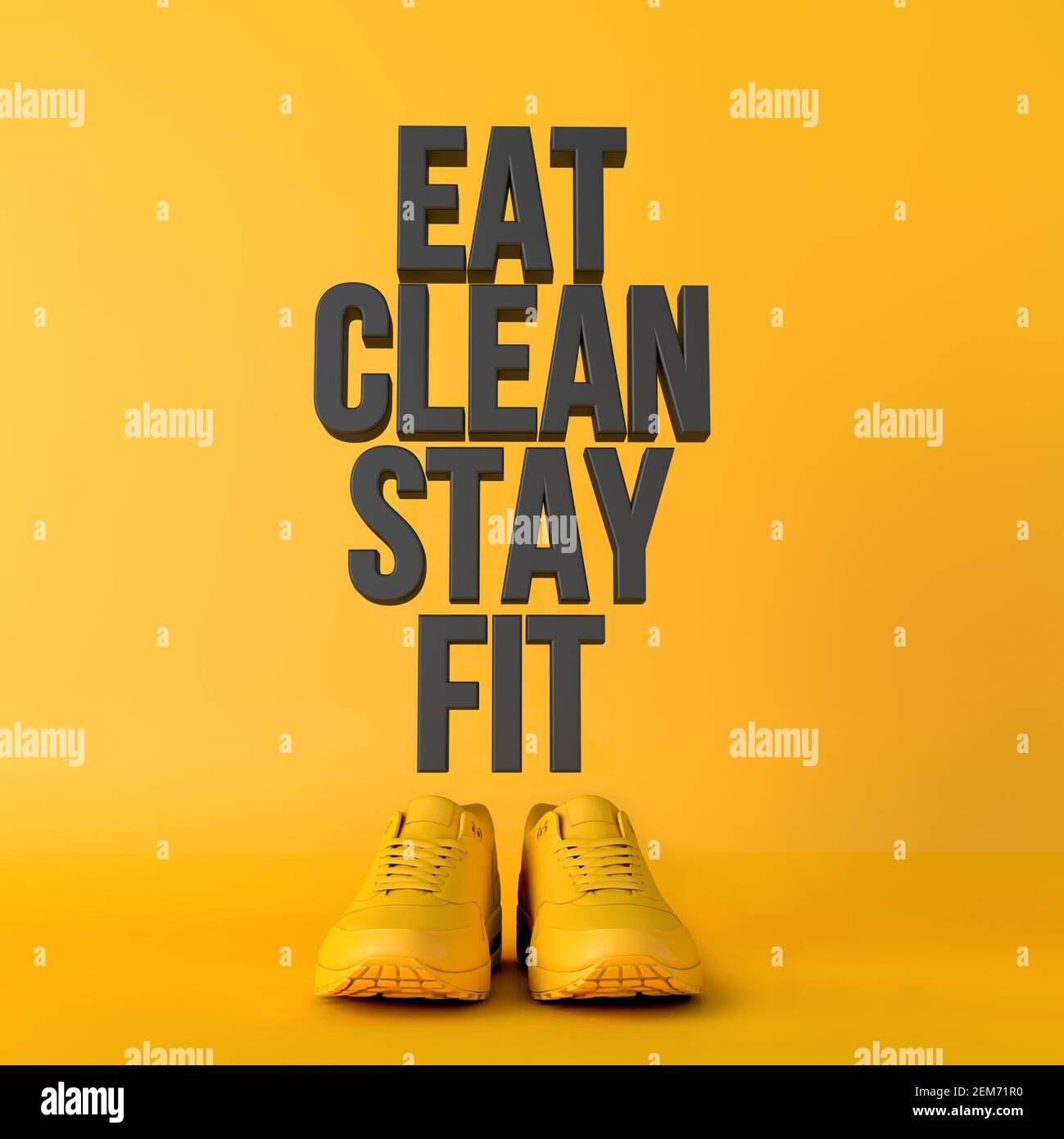 Eat clean stay fit motivational workout fitness phrase, 3d Rendering Stock Photo