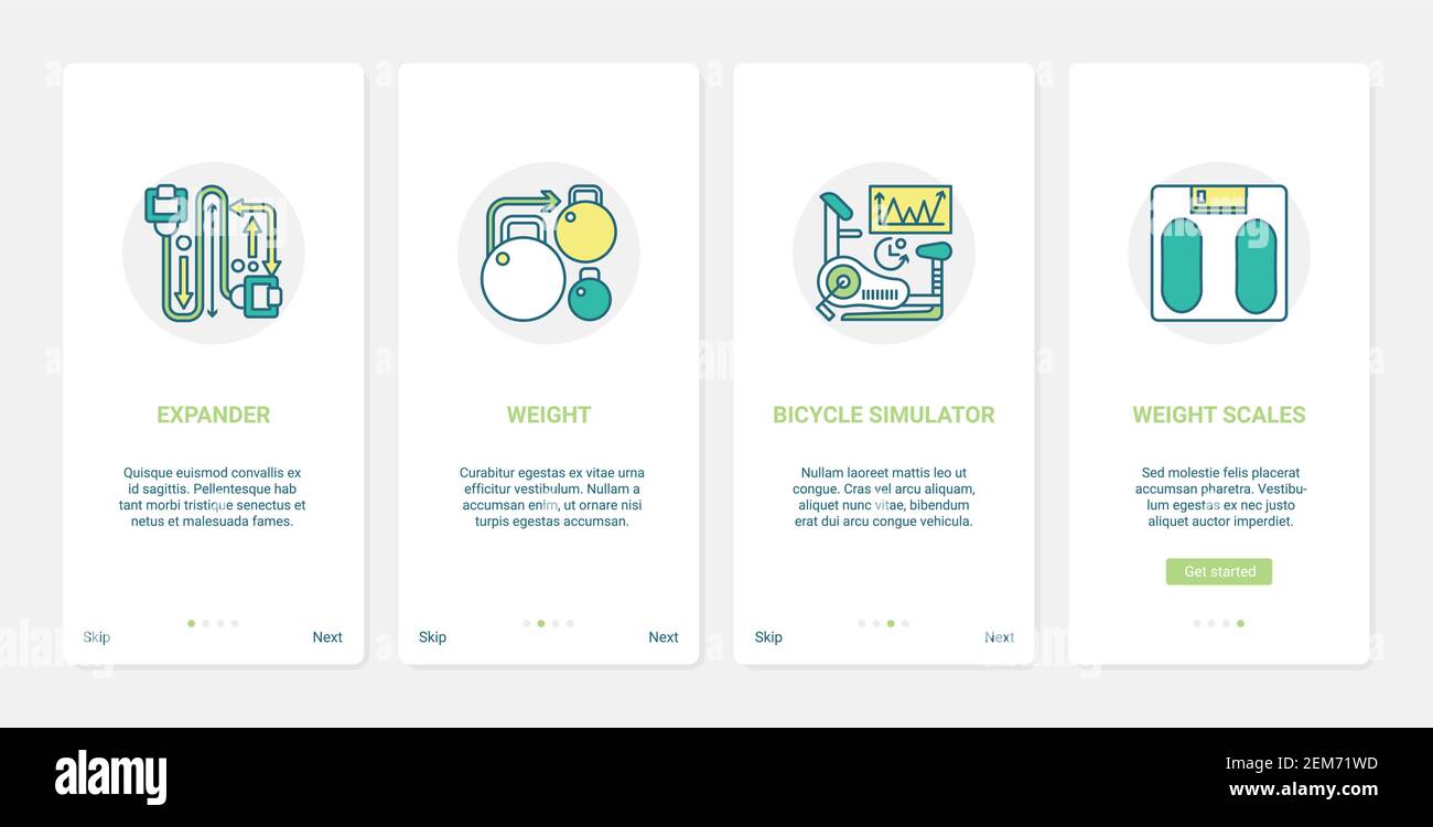 Sport equipment vector illustration. UX, UI onboarding mobile app page ...