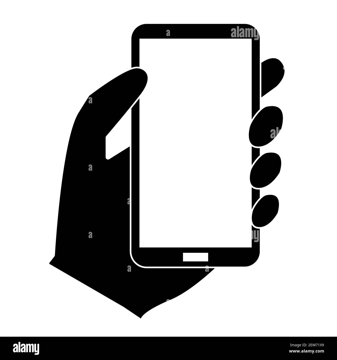 phone in hand icon on white background. flat style. hand holdng black  smartphone icon for your web site design, logo, app, UI. hand holding  smartphone Stock Photo - Alamy