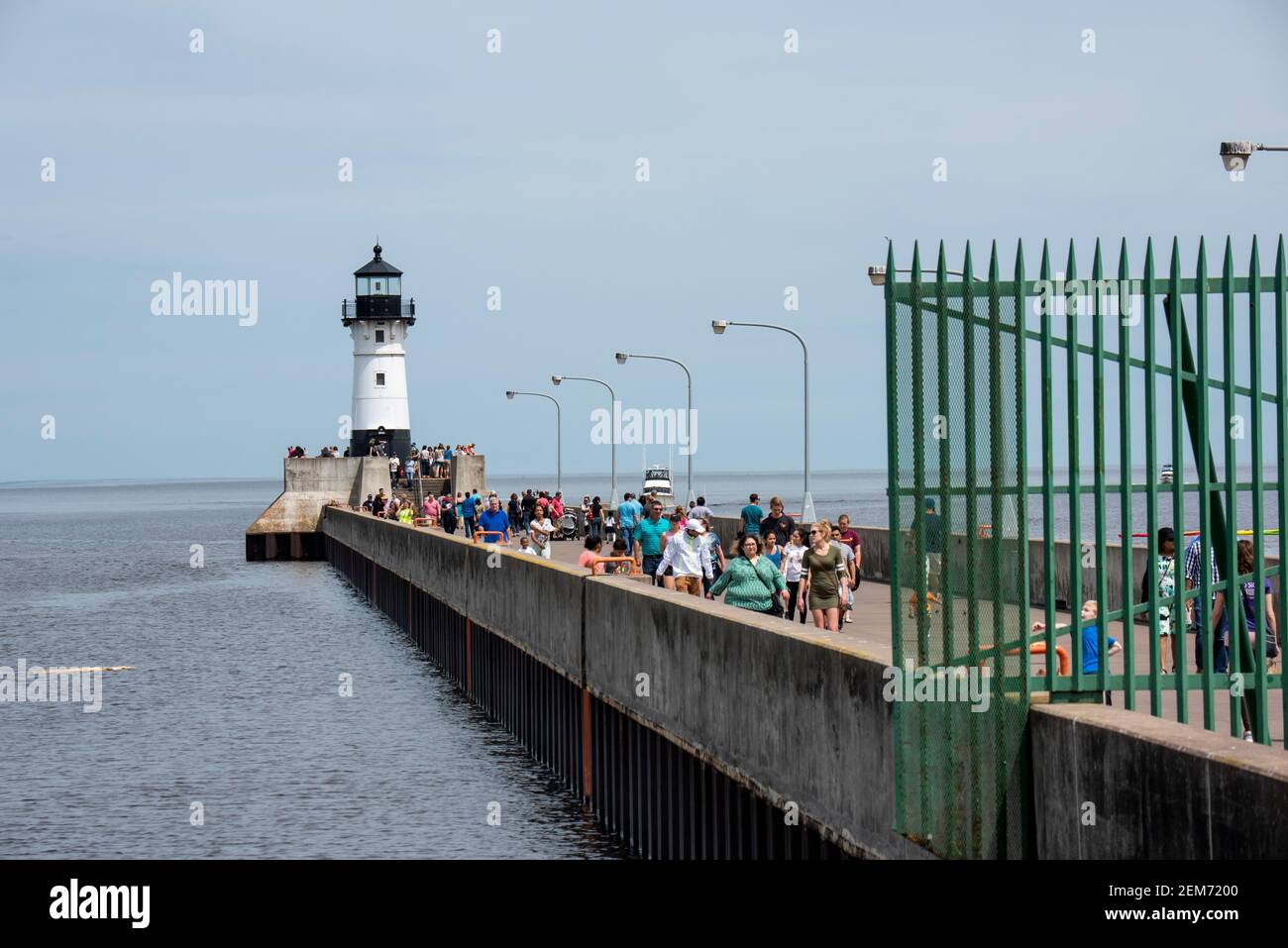 Duluth north pier light house minnesota hires stock photography and