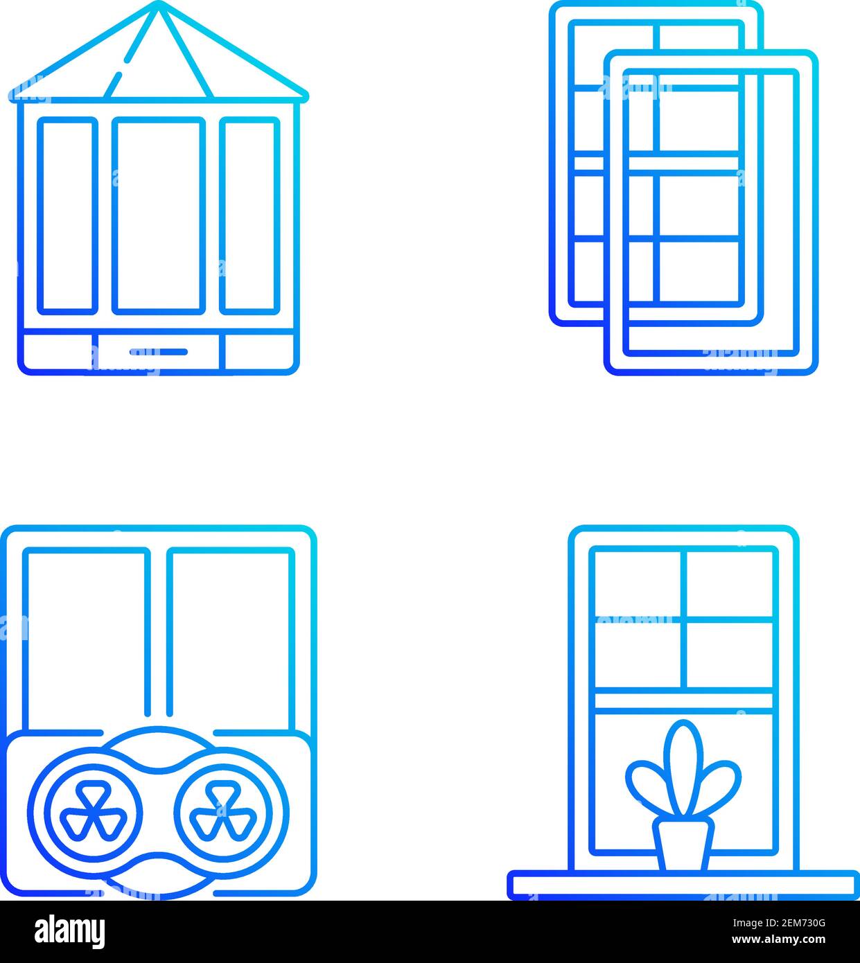Doors replacement service RGB color icons set Stock Vector
