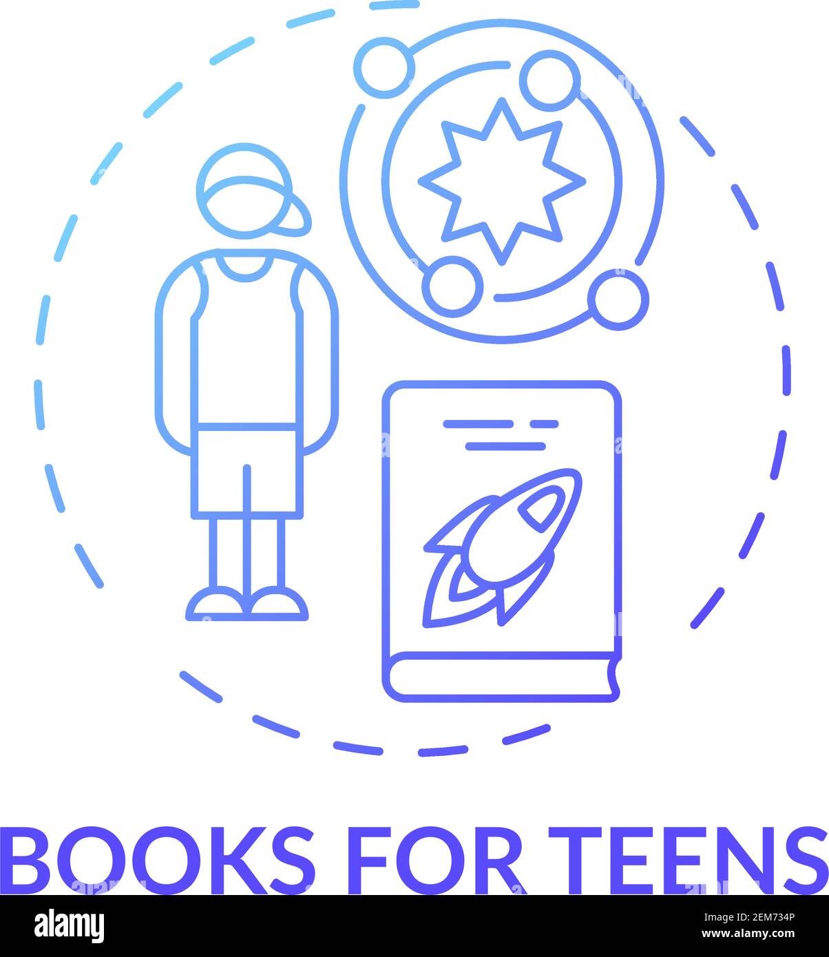 Books for teens concept icon Stock Vector