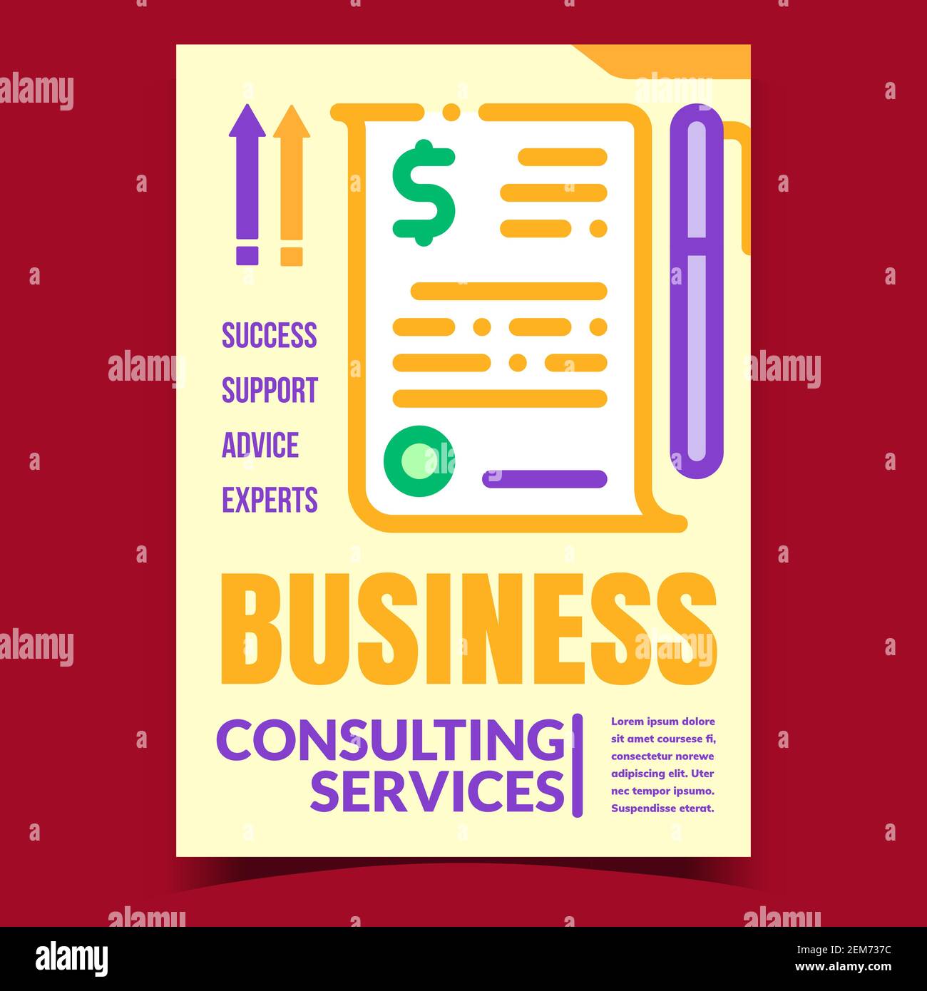 Business Consulting Services Promo Poster Vector Stock Vector