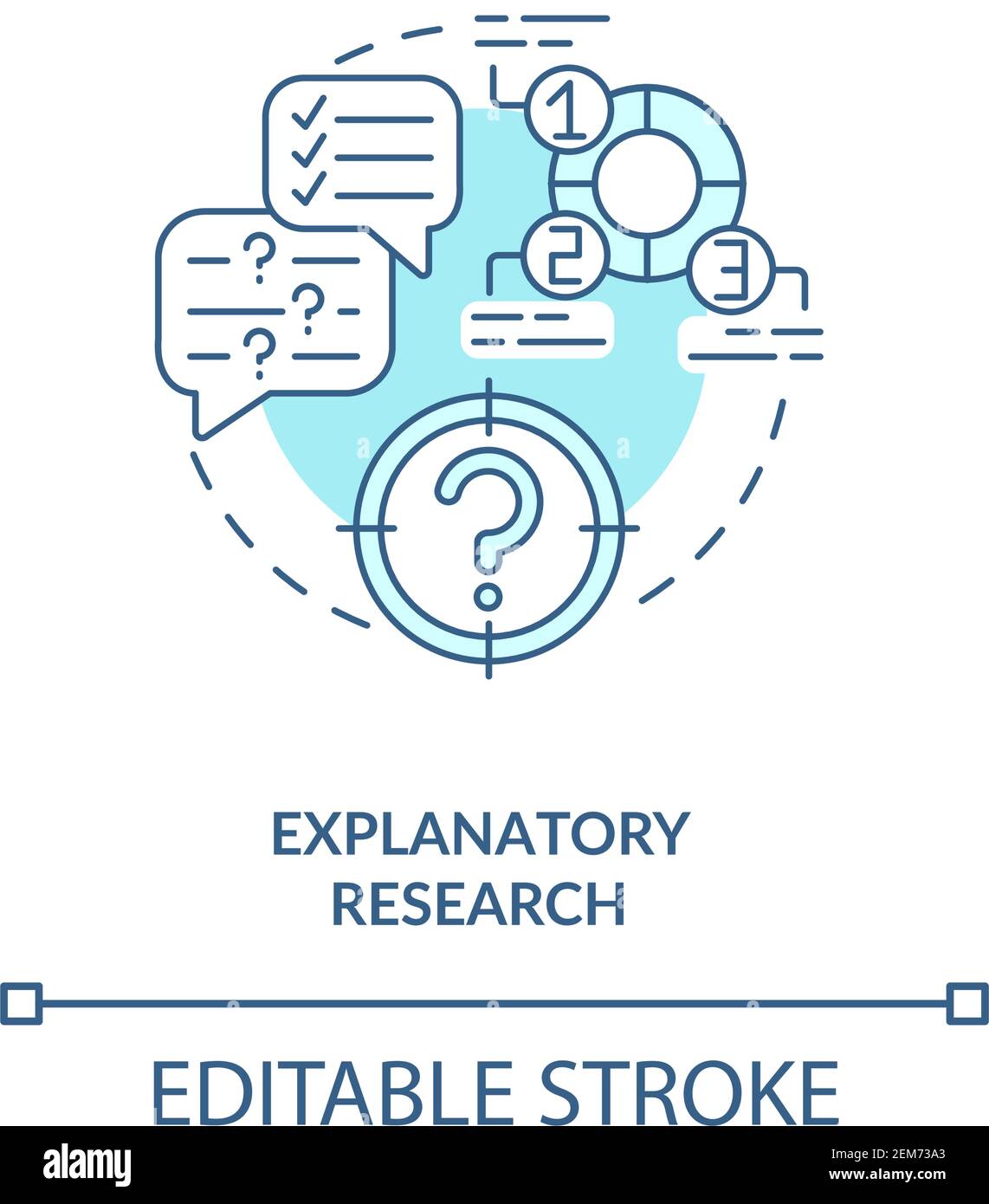 Explanatory research concept icon Stock Vector