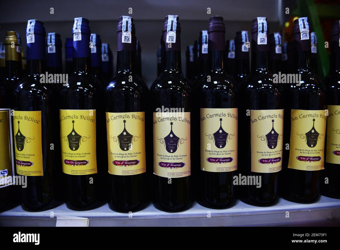 Pineapple wine sold at a local supermarket in Kigali, Rwanda Stock