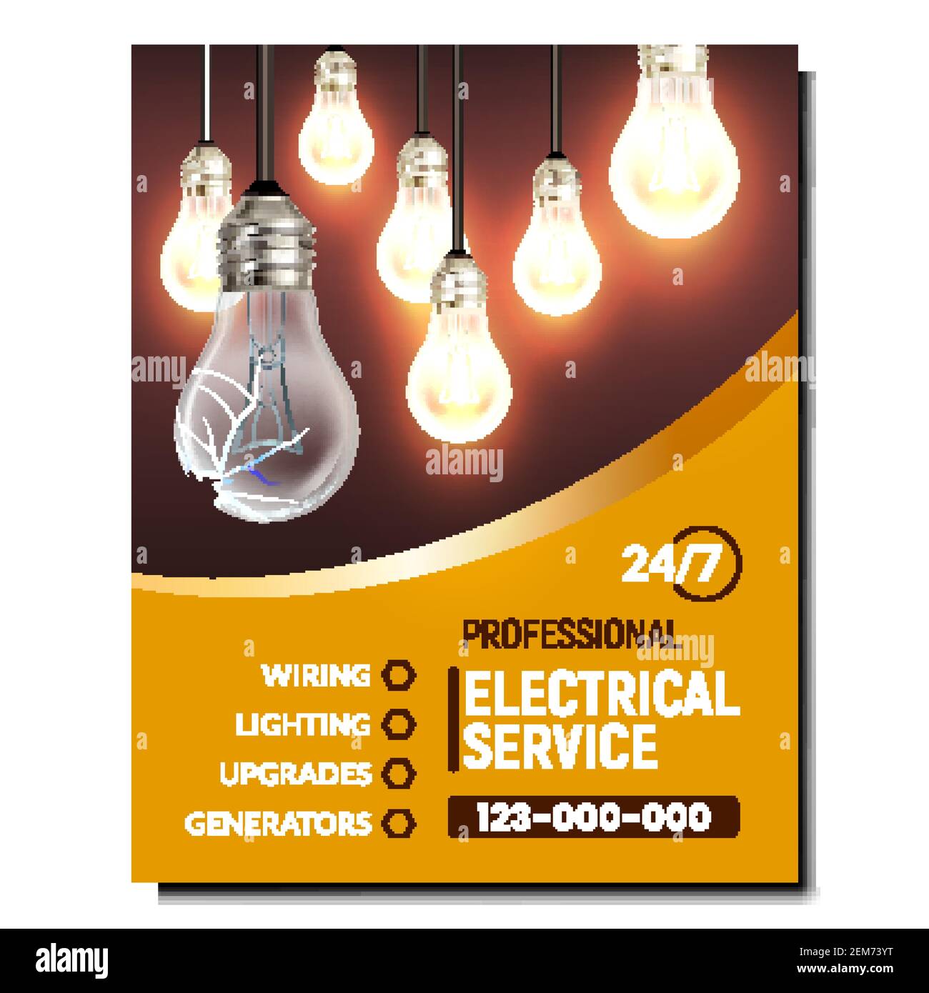 Electrical Service Maintenance Promo Banner Vector Stock Vector Image